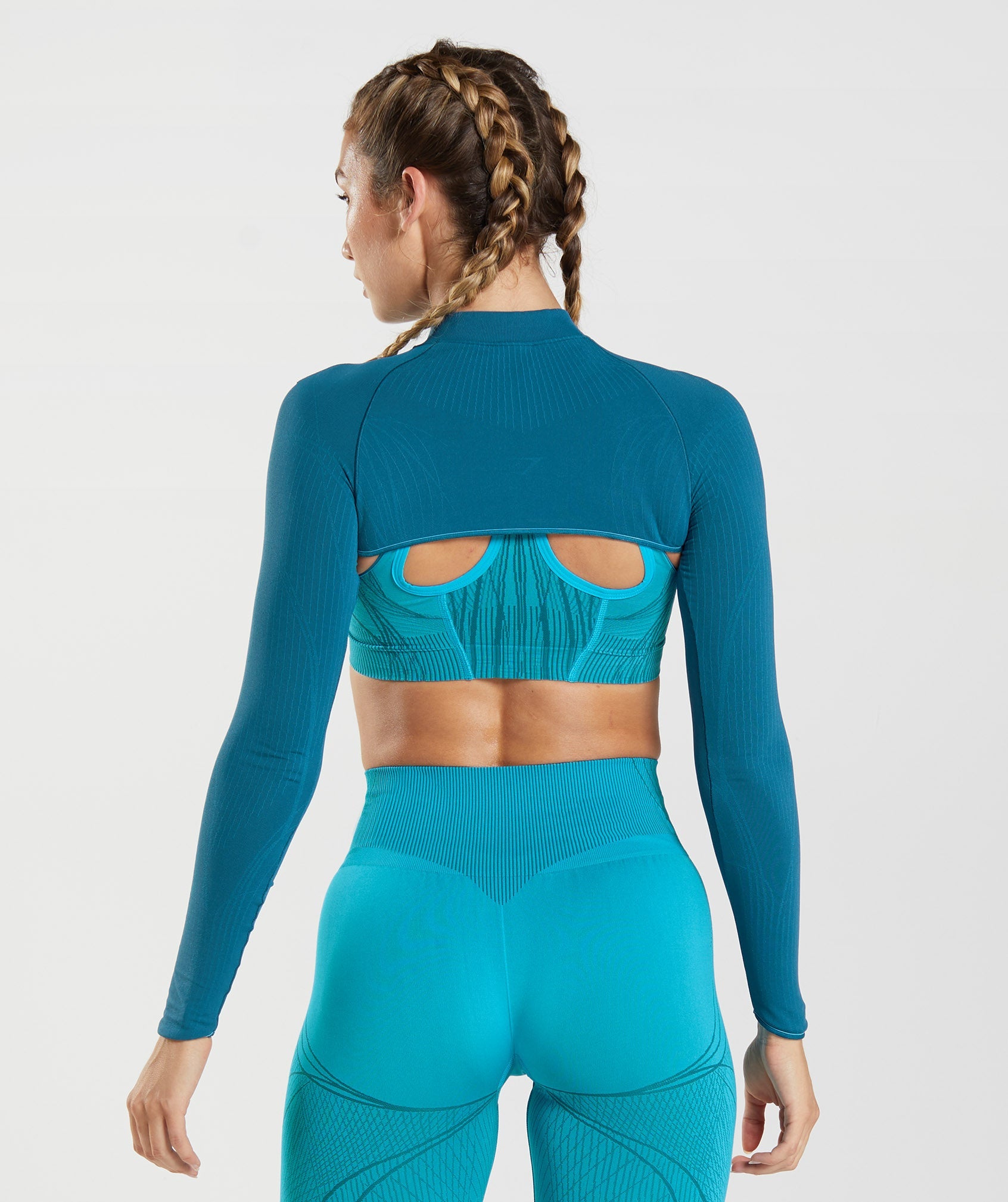 Blue Women's Gymshark Apex Seamless Shrug Sports Bra | YODAHT-679