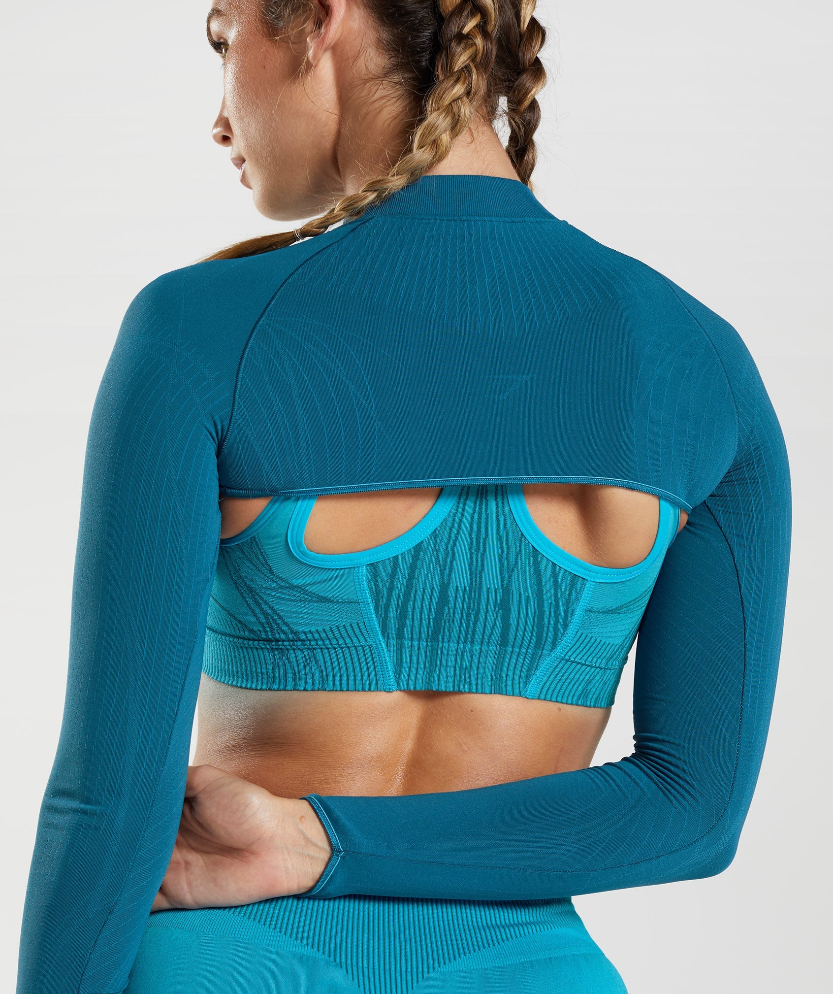 Blue Women's Gymshark Apex Seamless Shrug Sports Bra | YODAHT-679