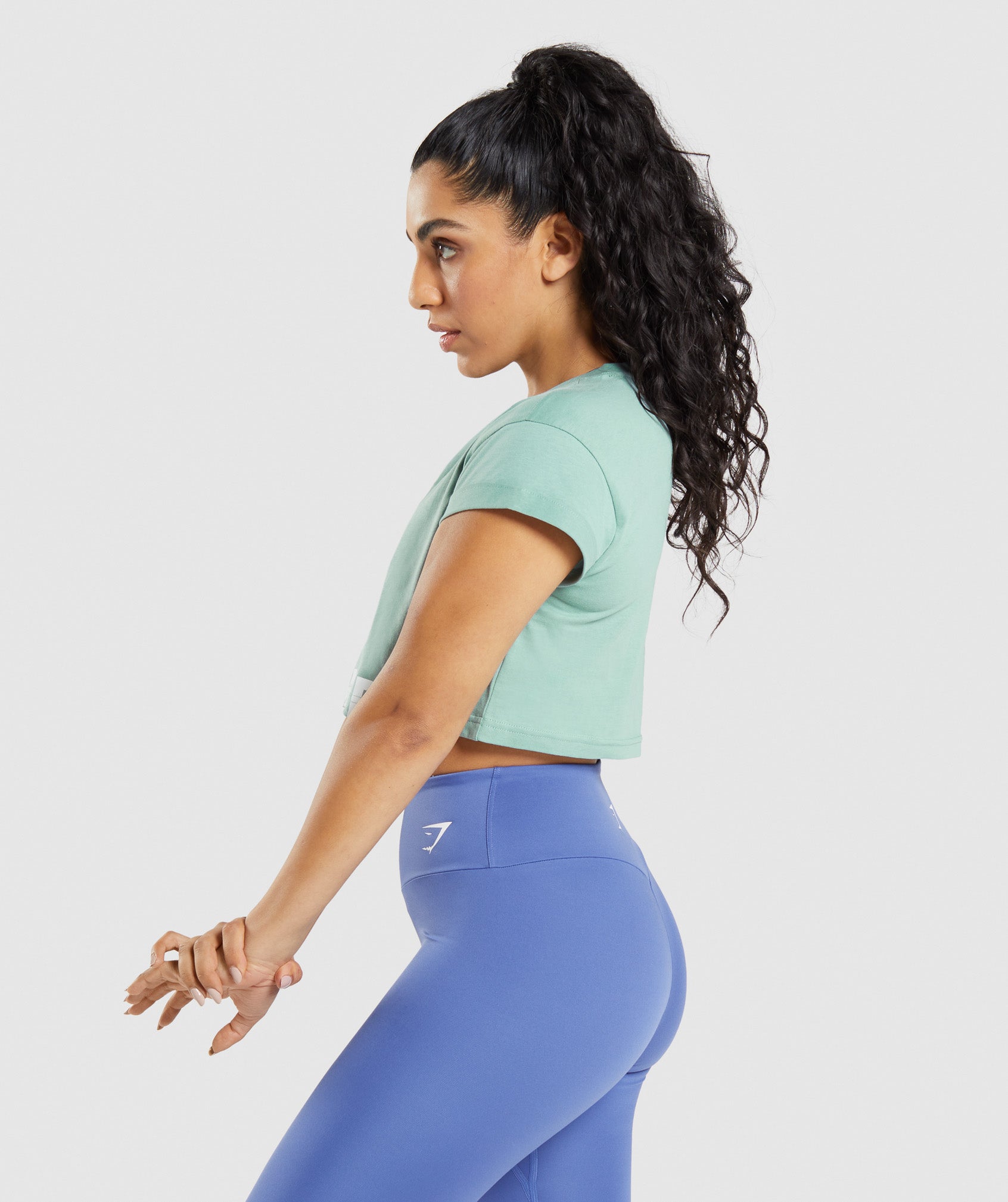 Blue Women's Gymshark Fraction Crop Tops | CYLQOD-190