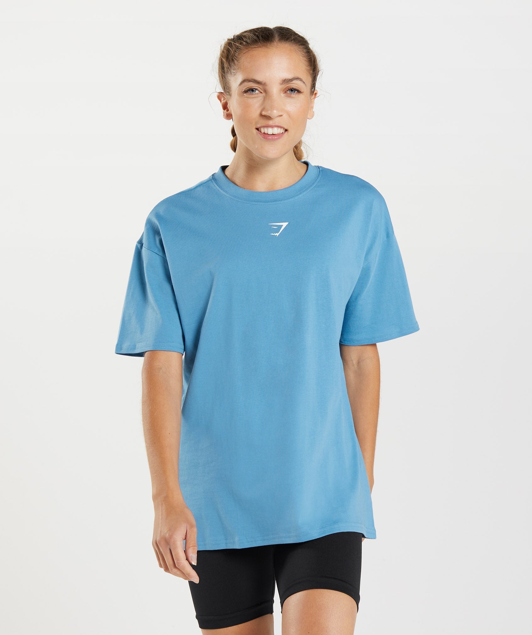 Blue Women's Gymshark Fraction Oversized T Shirts | TVBRHM-938