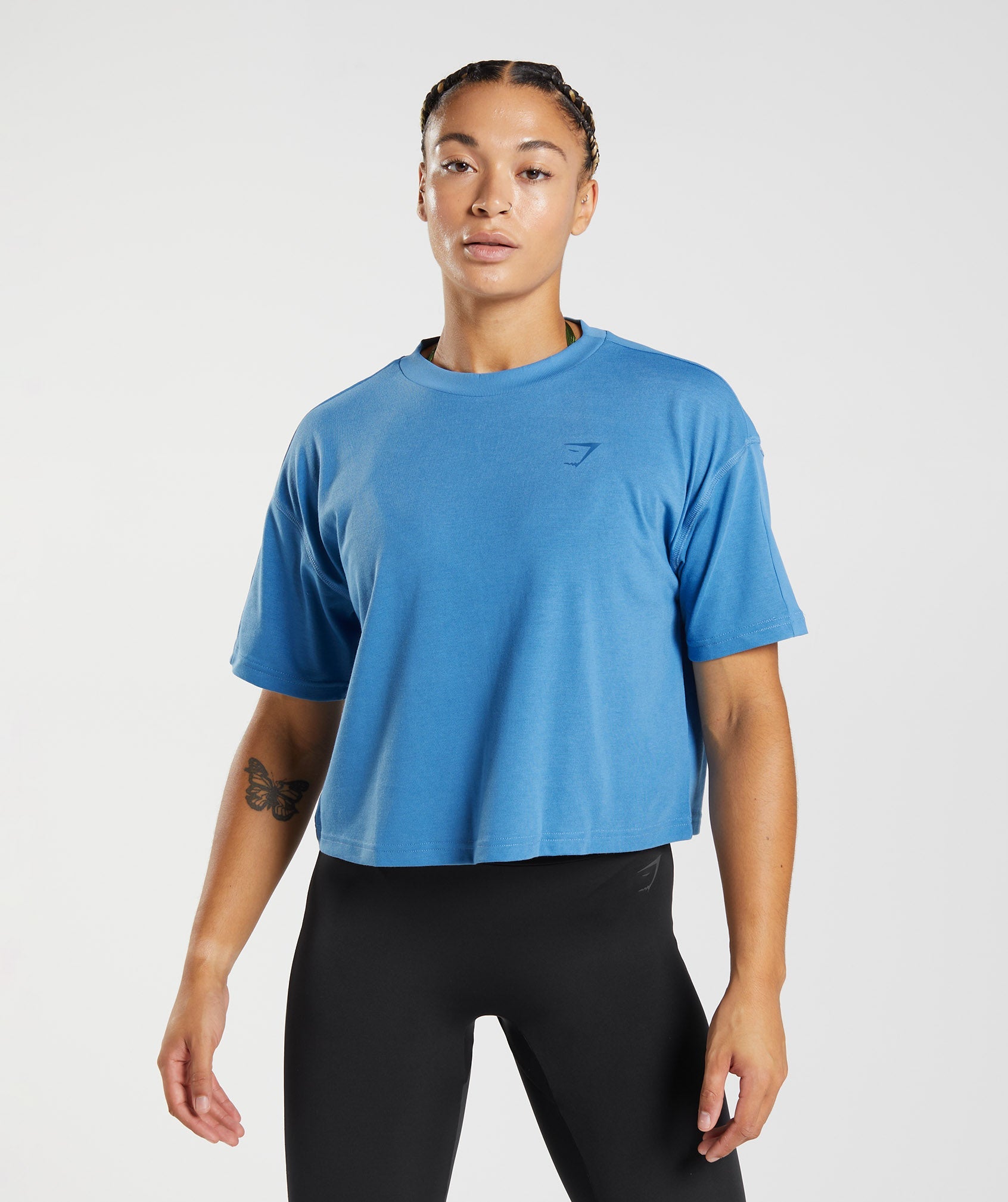 Blue Women\'s Gymshark GS Power Midi Tops | UNDRQK-891