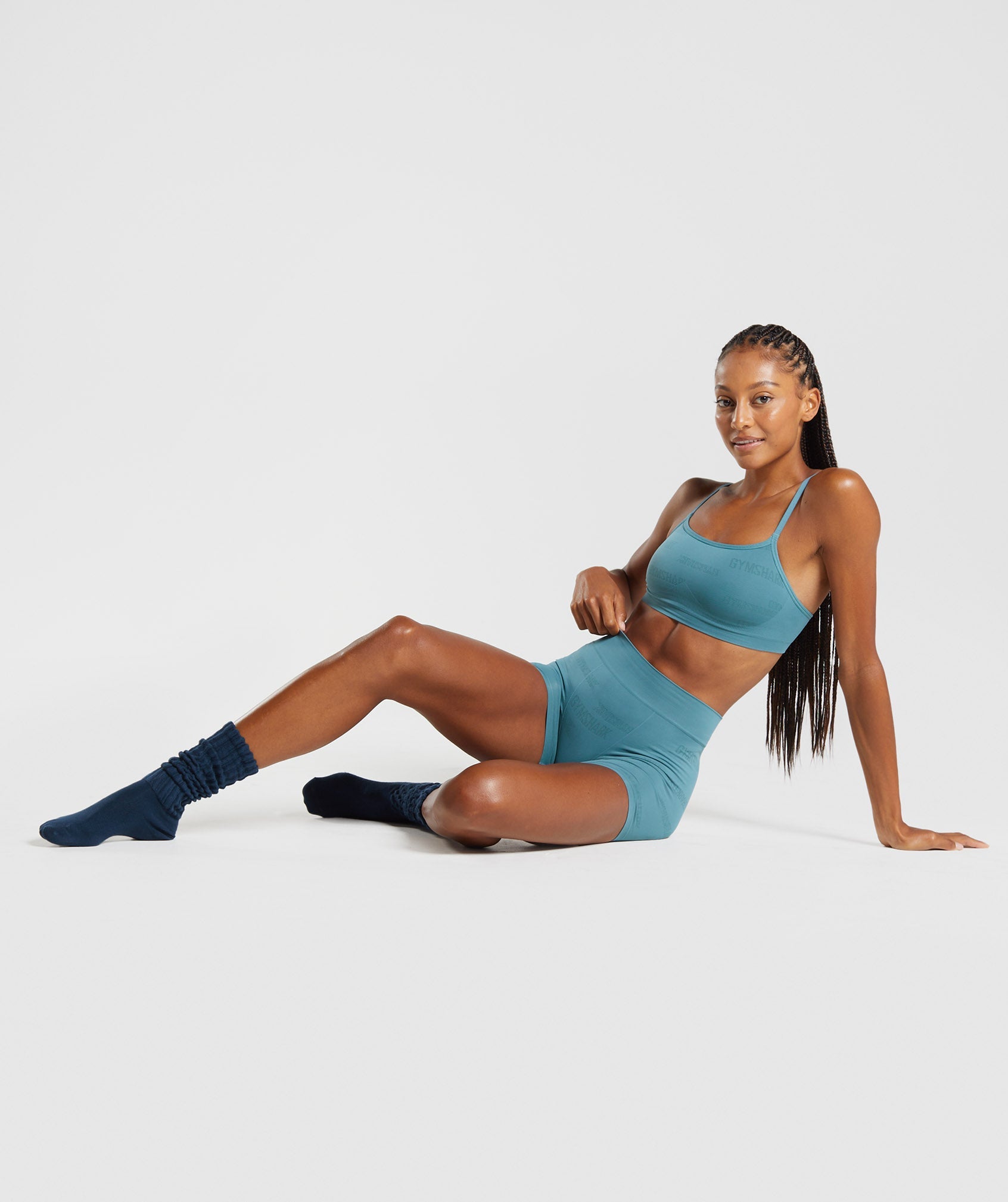 Blue Women's Gymshark Seamless Jacquard Sports Bra | TGSZCI-236