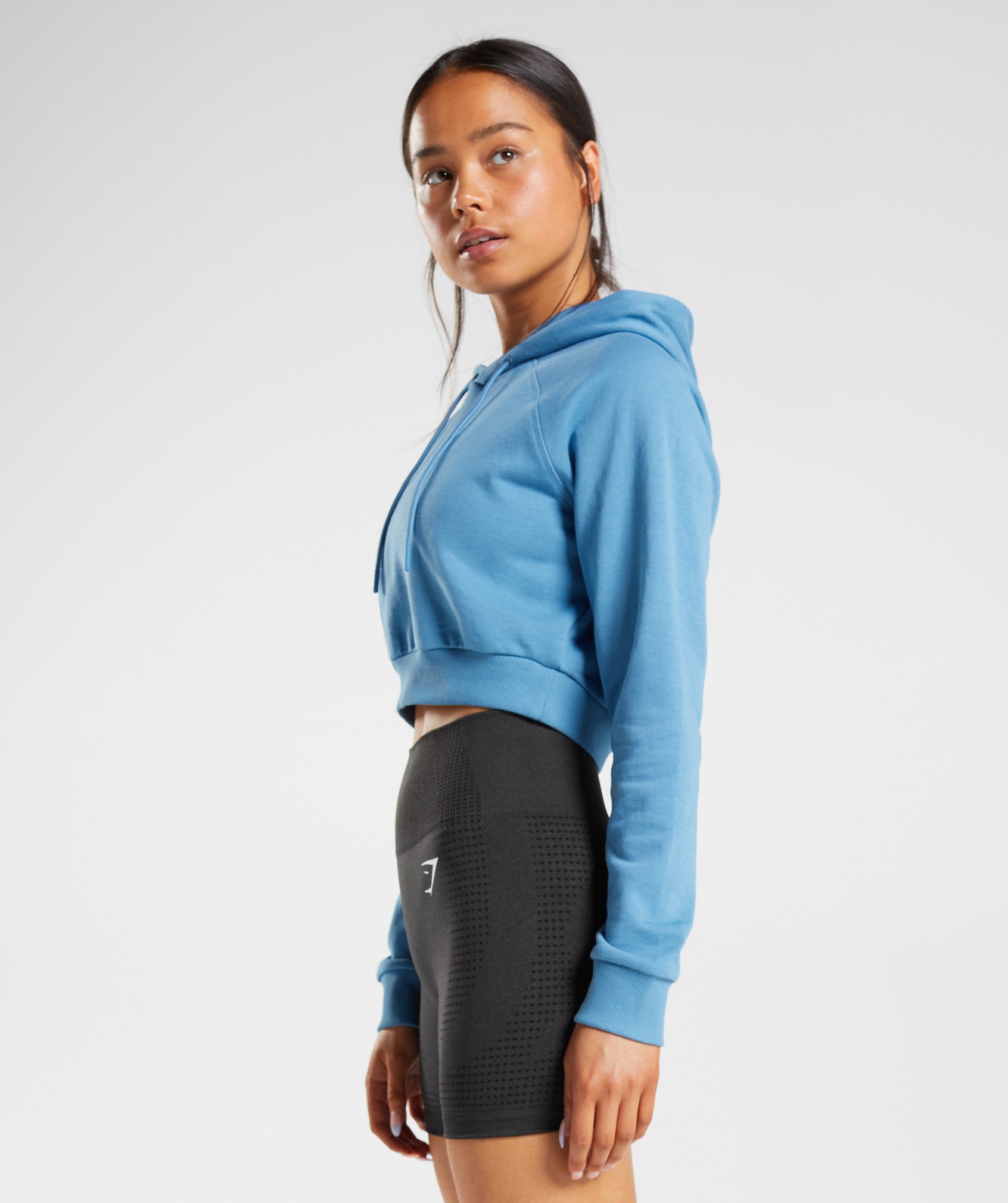 Blue Women's Gymshark Training Cropped Hoodie | RJVFXM-167