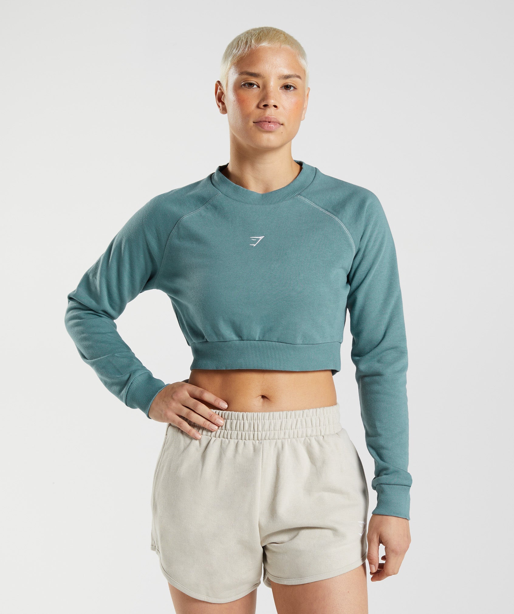 Blue Women\'s Gymshark Training Cropped Sweaters | GLKVYM-723