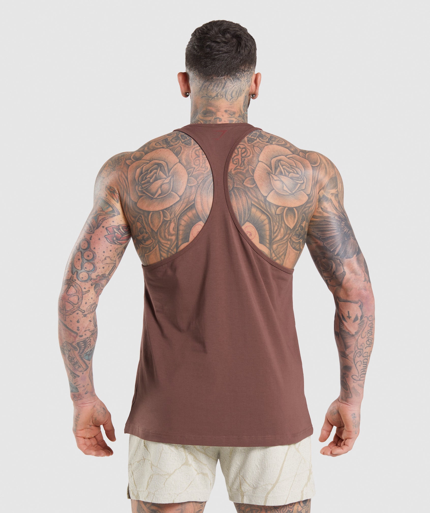 Brown Men's Gymshark Power Stringer Vest | PLIWZQ-178