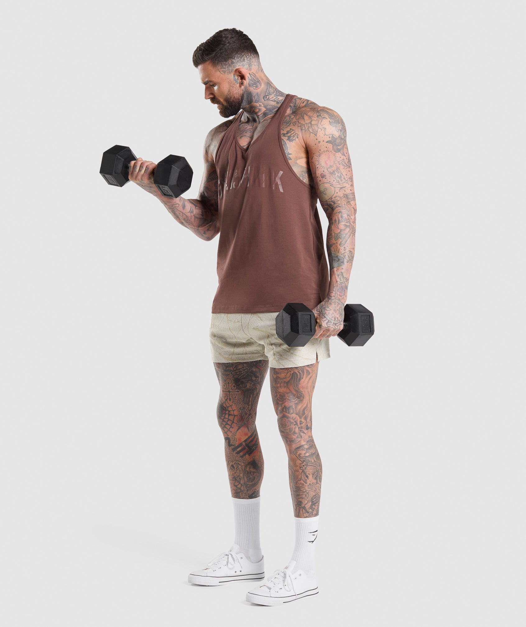 Brown Men's Gymshark Power Stringer Vest | PLIWZQ-178