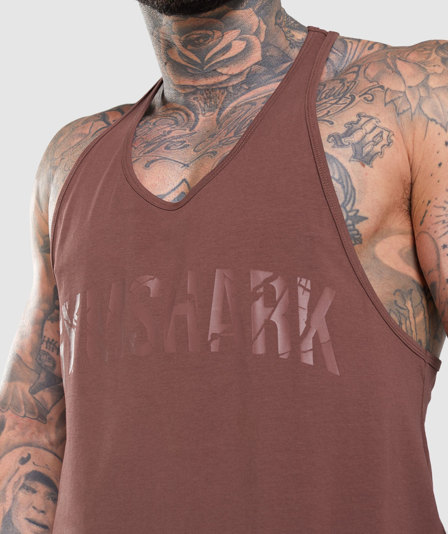 Brown Men's Gymshark Power Stringer Vest | PLIWZQ-178