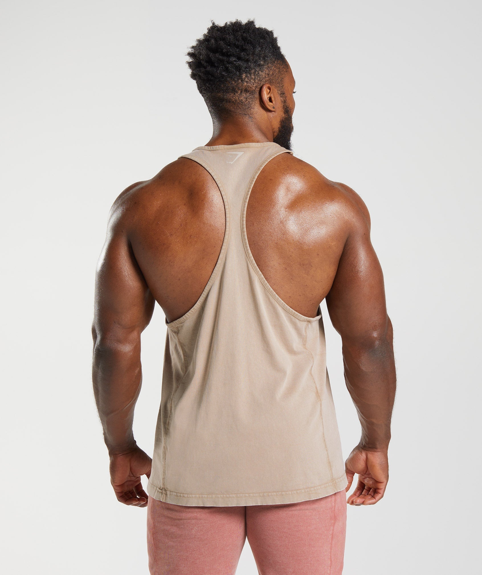 Brown Men's Gymshark Power Washed Stringer Vest | MZBETQ-254