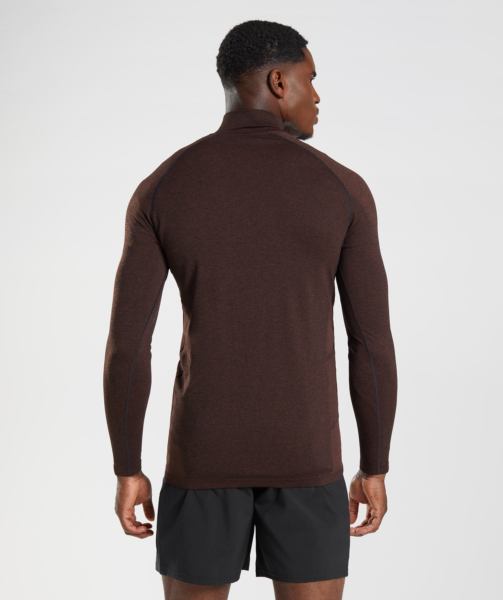 Brown Men's Gymshark Vital 1/4 Zip Tops | HVWNIY-509