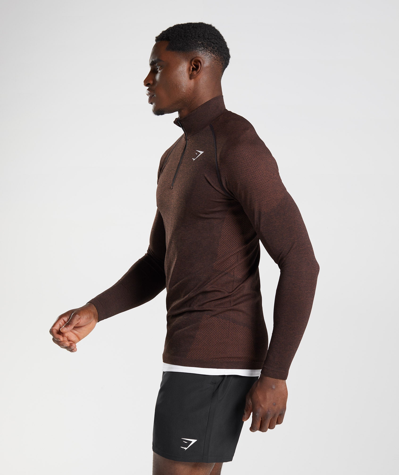 Brown Men's Gymshark Vital 1/4 Zip Tops | HVWNIY-509