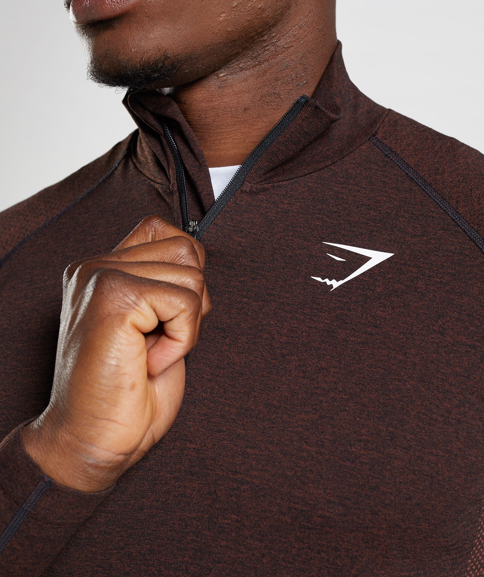 Brown Men's Gymshark Vital 1/4 Zip Tops | HVWNIY-509