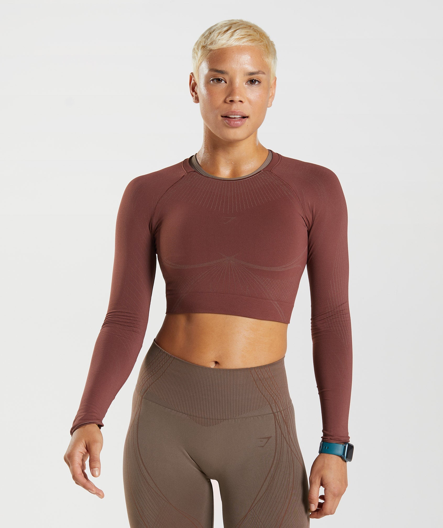 Brown Women\'s Gymshark Apex Seamless Crop Tops | GMFBJC-910