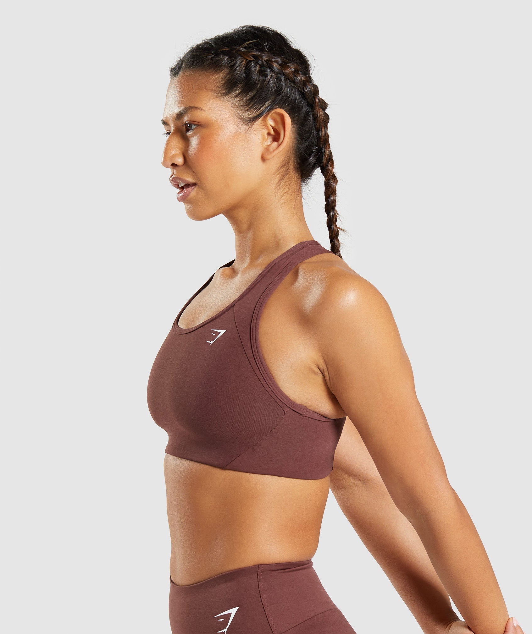 Brown Women's Gymshark Essential Racer Back Sports Bra | BWDCZM-365