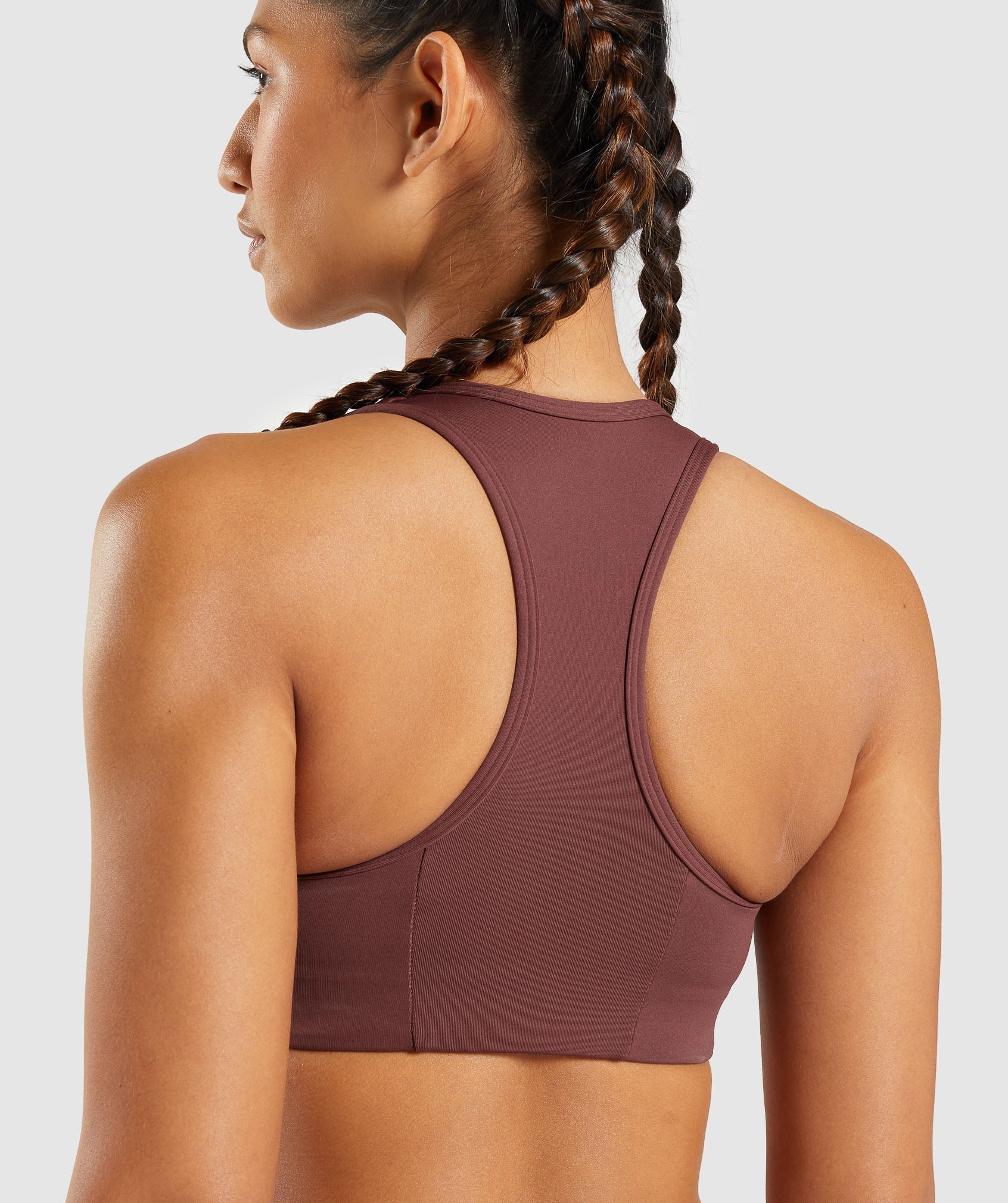 Brown Women's Gymshark Essential Racer Back Sports Bra | BWDCZM-365