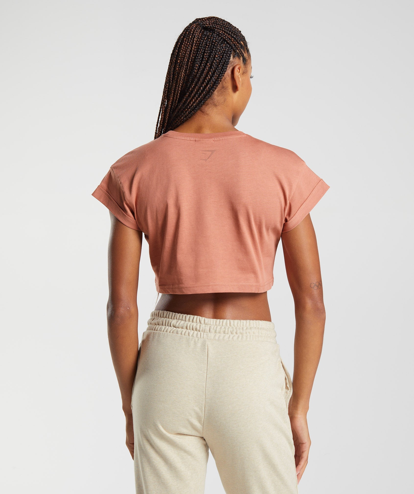 Brown Women's Gymshark Fraction Crop Tops | KLZYBV-639