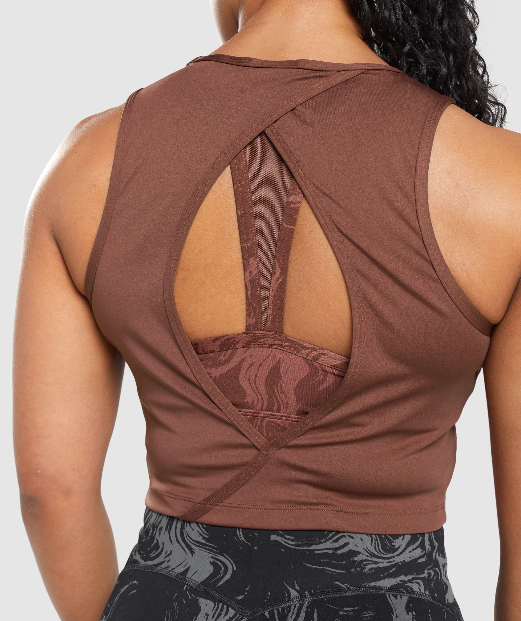 Brown Women's Gymshark GS Power Open Back Cropped Tanks | LBNKJZ-963