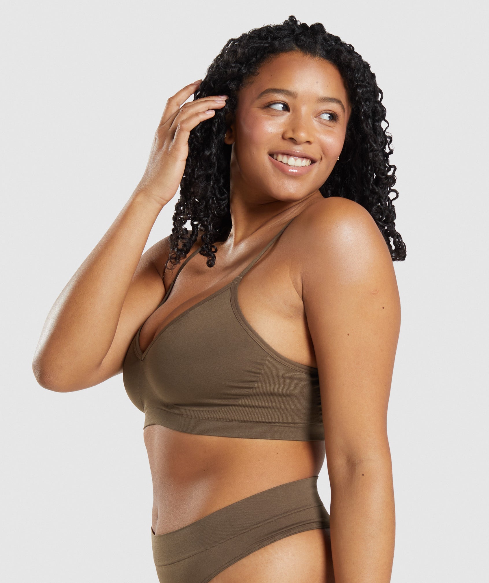 Brown Women's Gymshark Seamless Low Neck Sports Bra | IABQDW-503