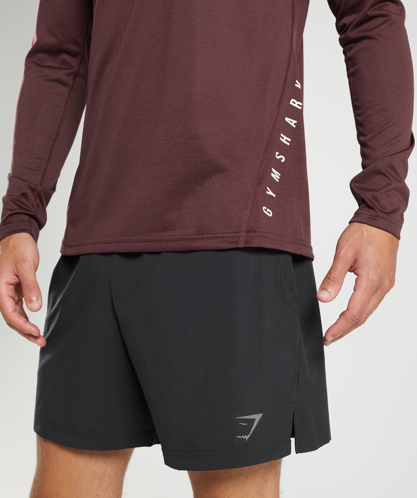 Burgundy / Black Men's Gymshark Sport Long Sleeve T Shirts | EQNAJC-569