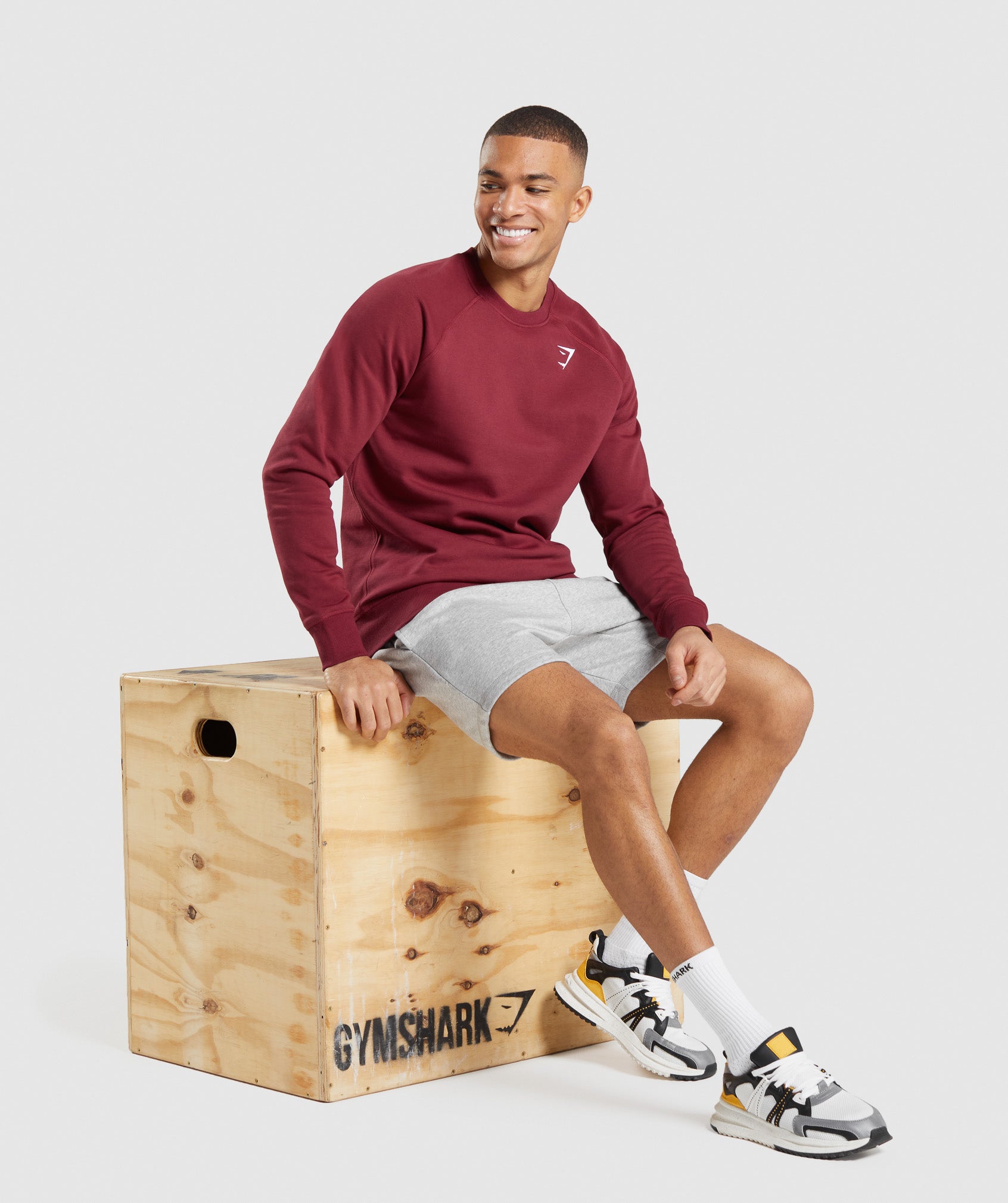 Burgundy Men's Gymshark Crest Sweatshirts | GIBHEN-648