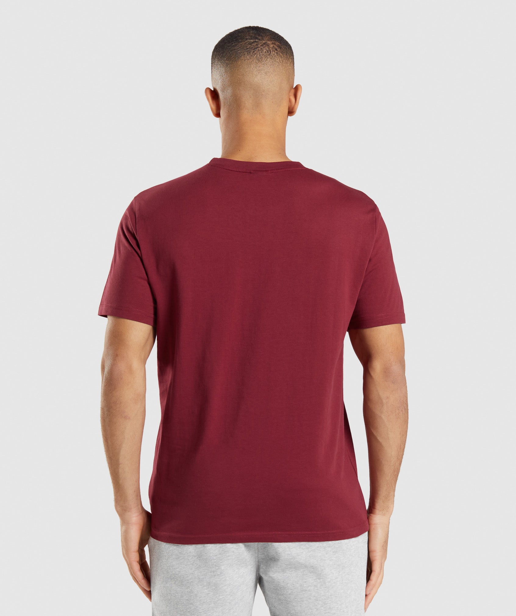 Burgundy Men's Gymshark Crest T Shirts | TUSGYF-867