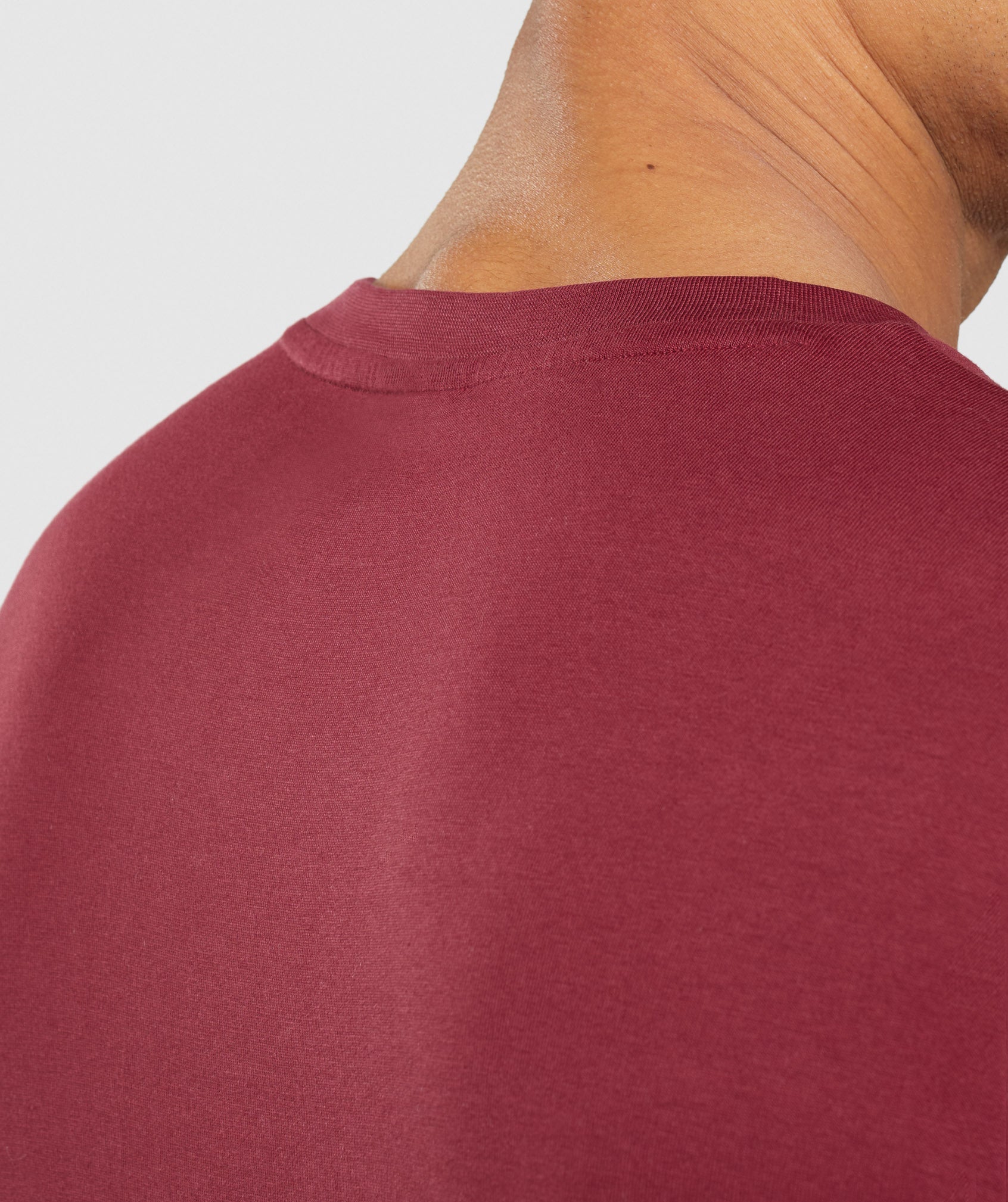 Burgundy Men's Gymshark Crest T Shirts | TUSGYF-867