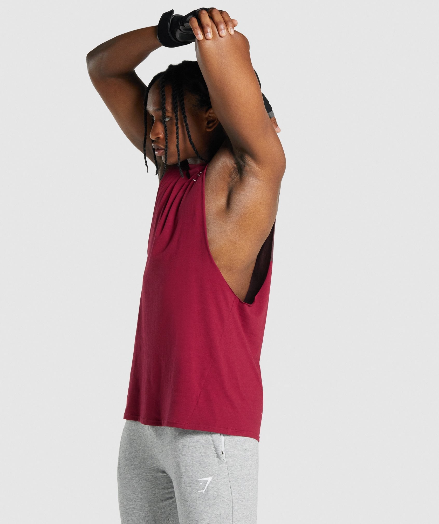 Burgundy Men's Gymshark Critical 2.0 Drop Arm Tanks | WUFNTM-307