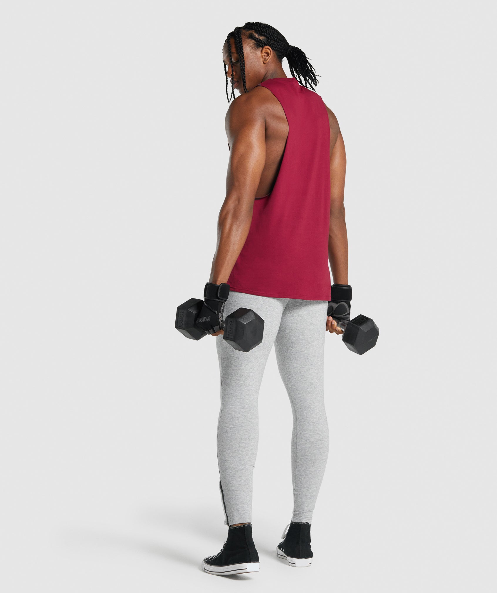 Burgundy Men's Gymshark Critical 2.0 Drop Arm Tanks | WUFNTM-307