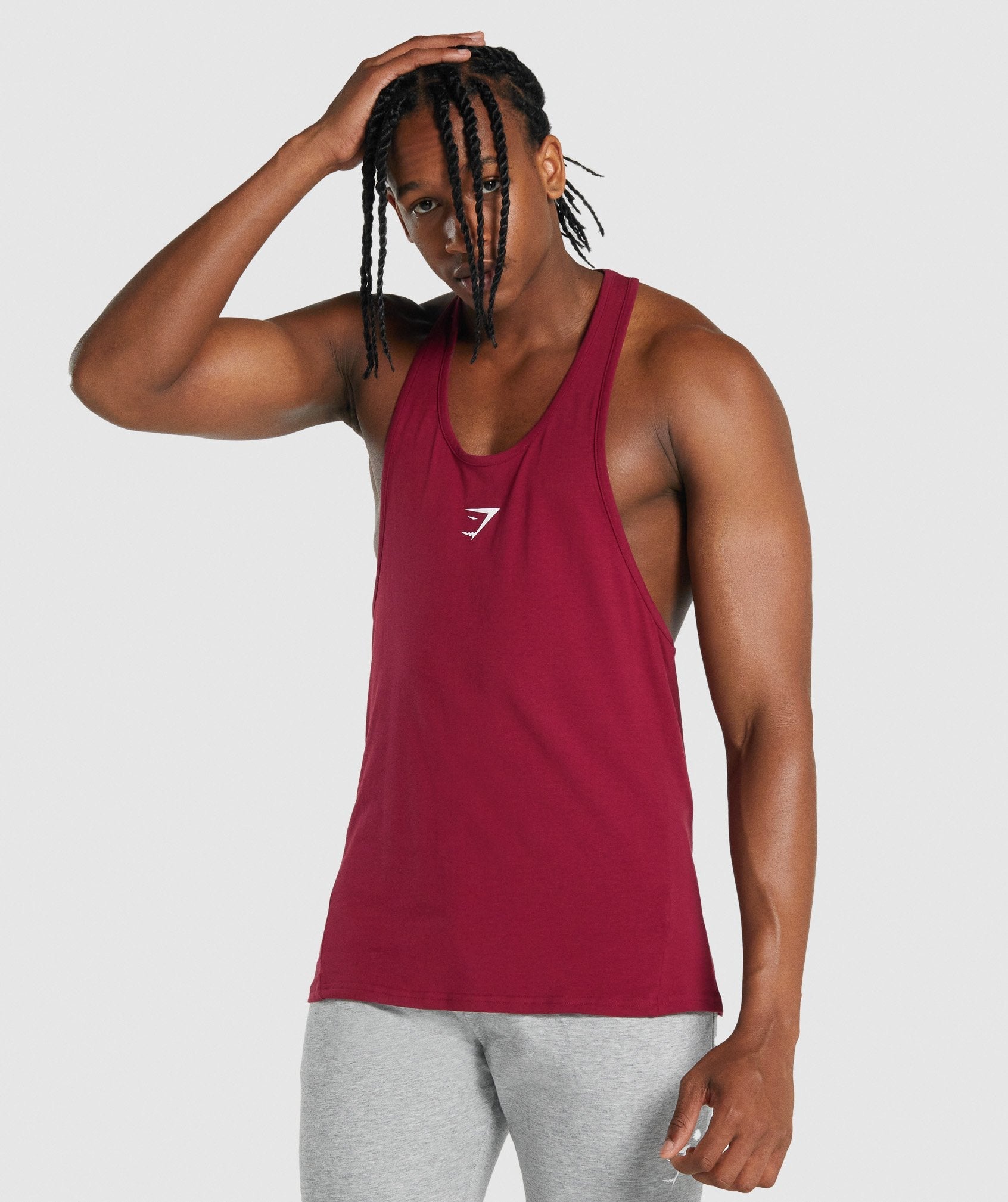 Burgundy Men\'s Gymshark Critical 2.0 Stringer Vest | OVYSAW-732