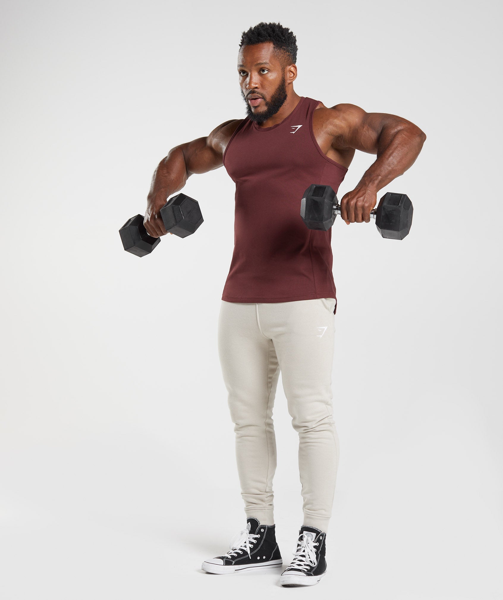 Burgundy Men's Gymshark React Tanks | UCHVFJ-473