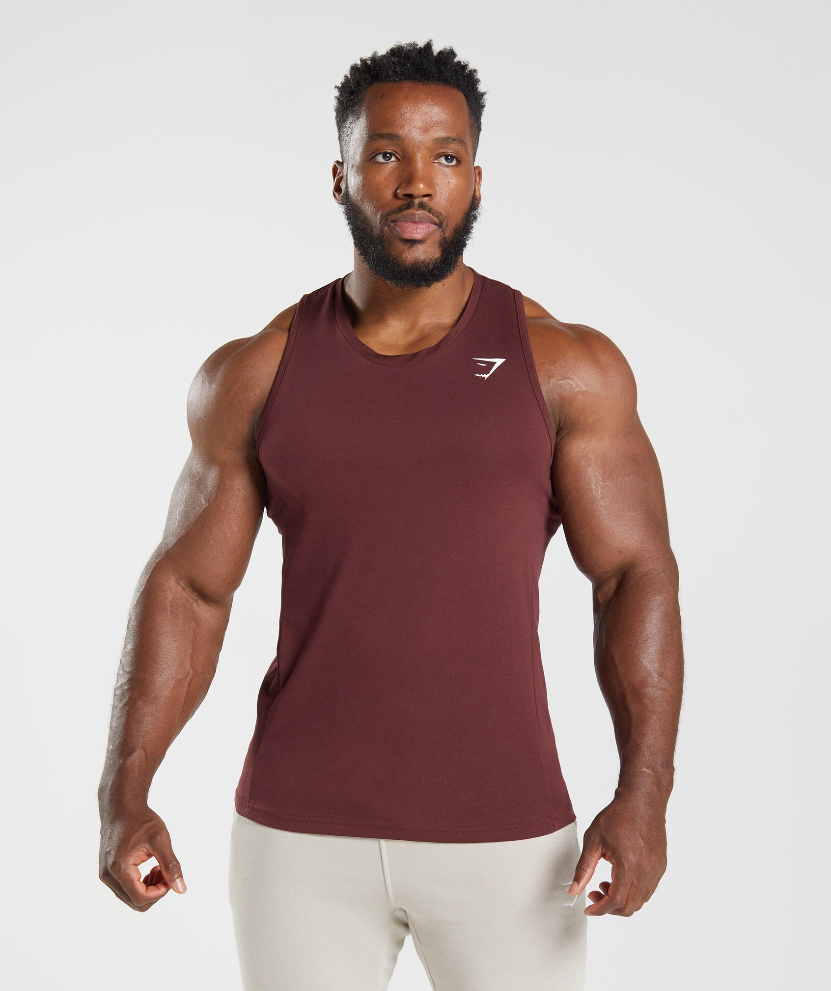 Burgundy Men\'s Gymshark React Tanks | UCHVFJ-473