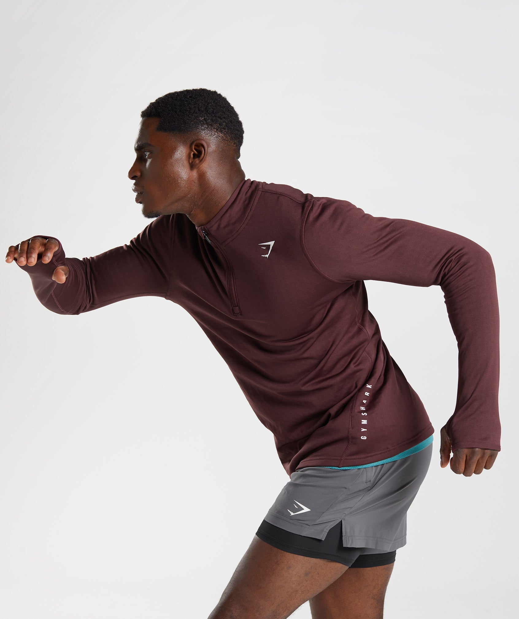 Burgundy Men's Gymshark Sport 1/4 Zip Tops | MJHDYF-219