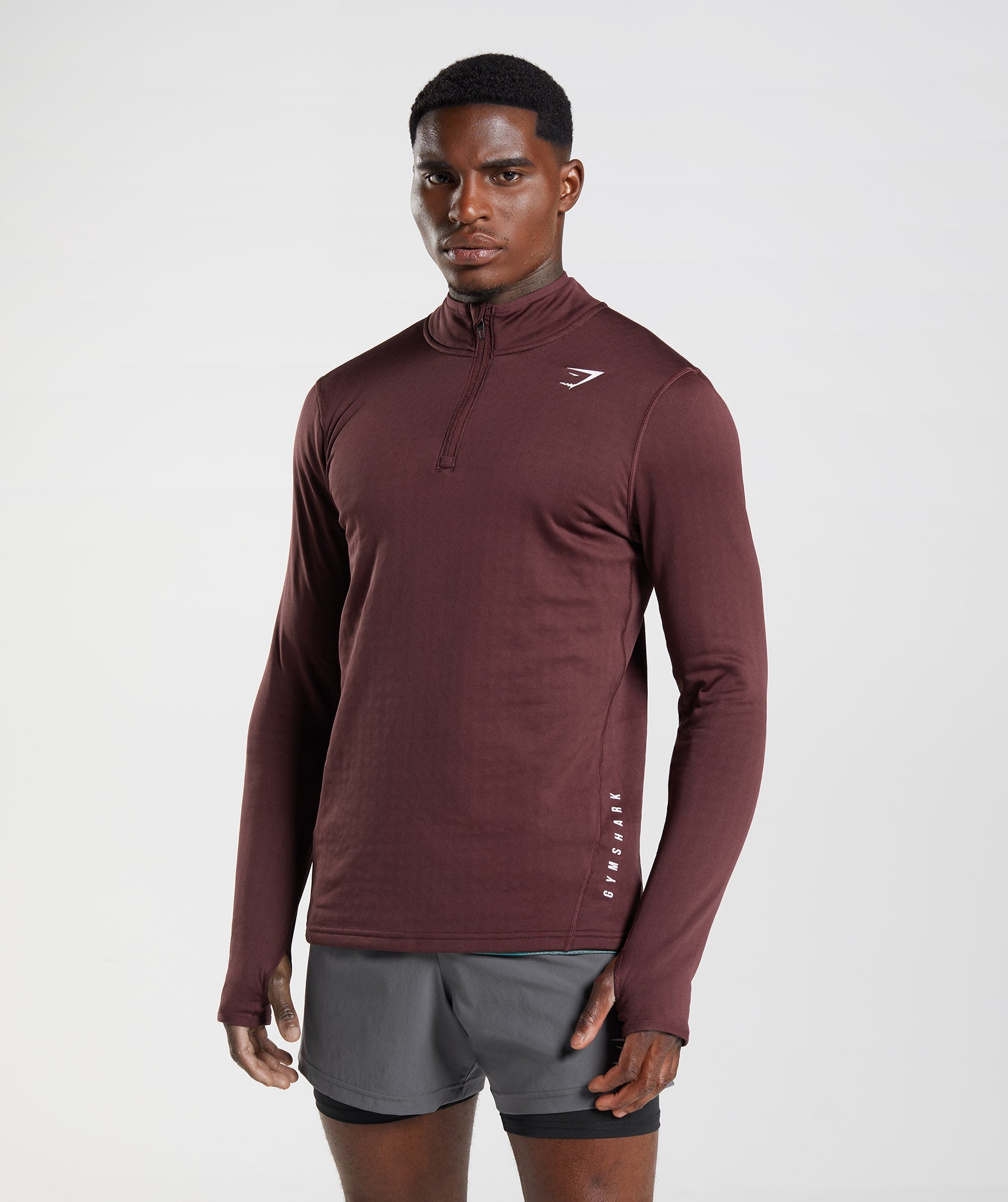 Burgundy Men\'s Gymshark Sport 1/4 Zip Tops | MJHDYF-219