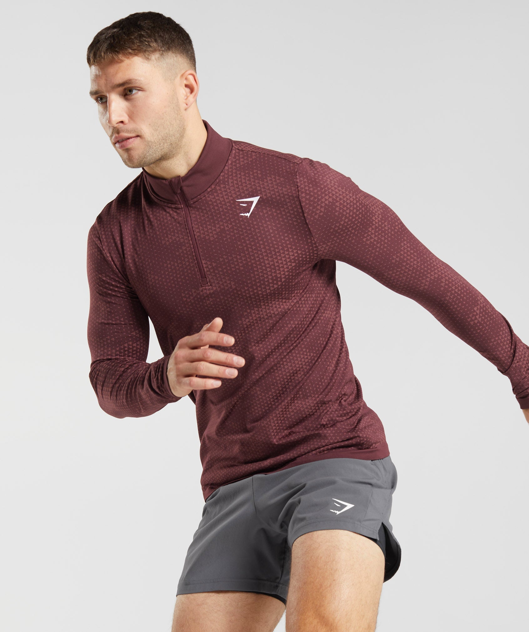 Burgundy / Red Men's Gymshark Sport Seamless 1/4 Zip Tops | XBDYEV-896