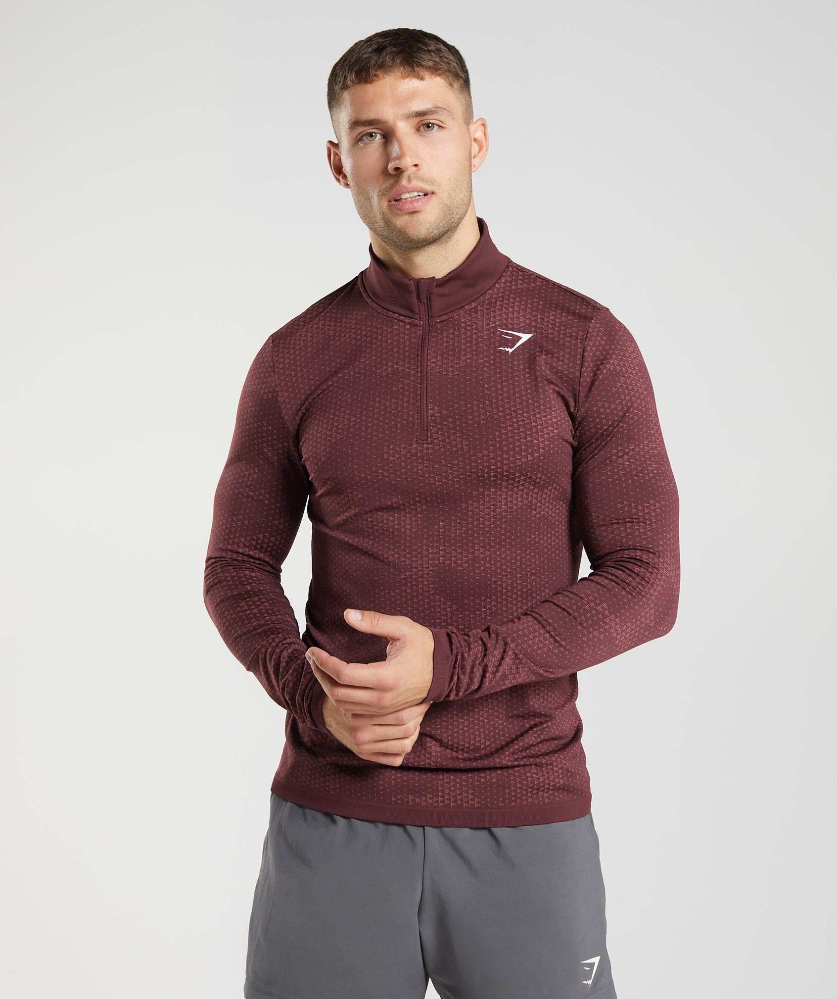 Burgundy / Red Men\'s Gymshark Sport Seamless 1/4 Zip Tops | XBDYEV-896