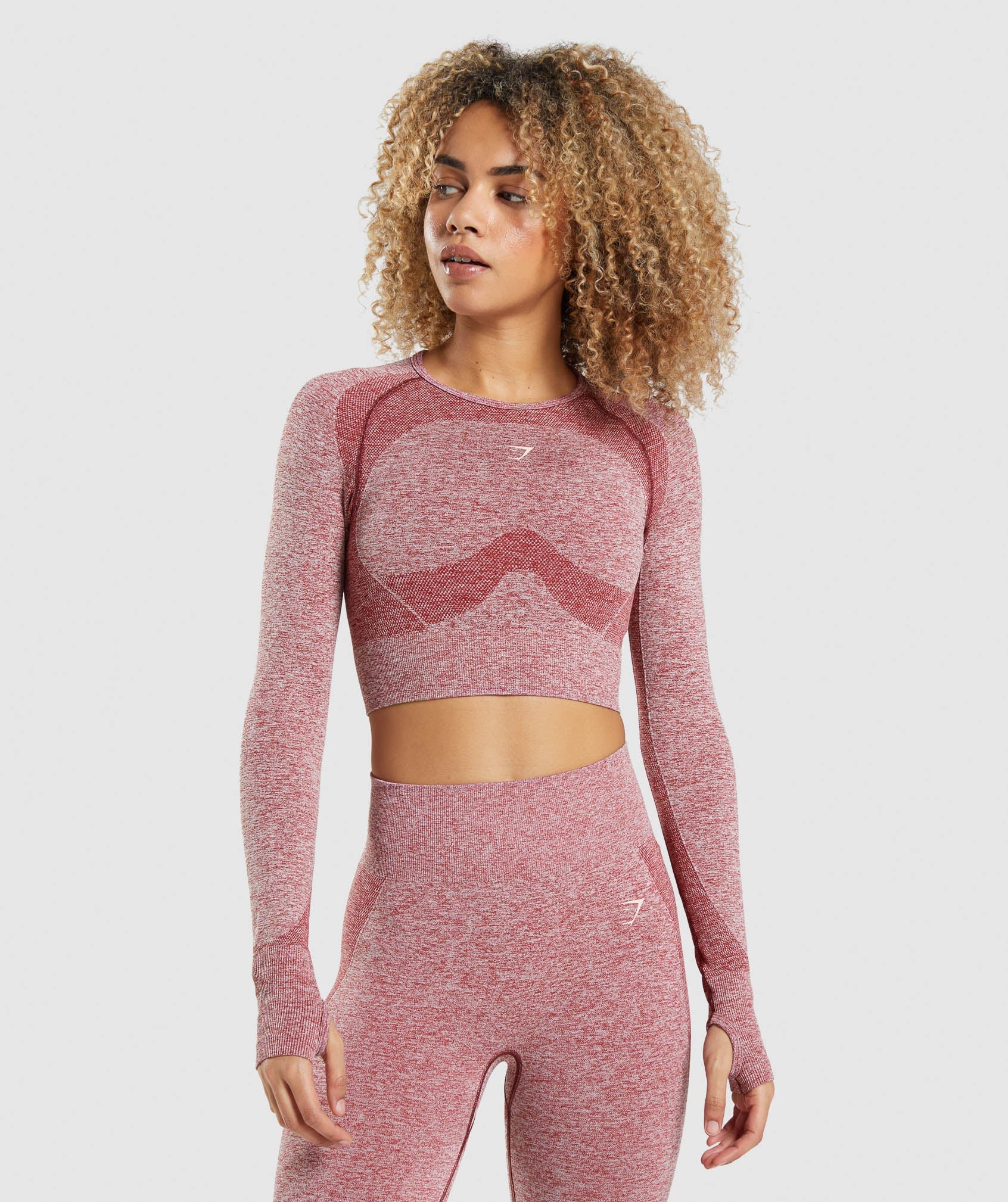 Burgundy Women\'s Gymshark Flex Sports Long Sleeve Crop Tops | WBEGJC-921