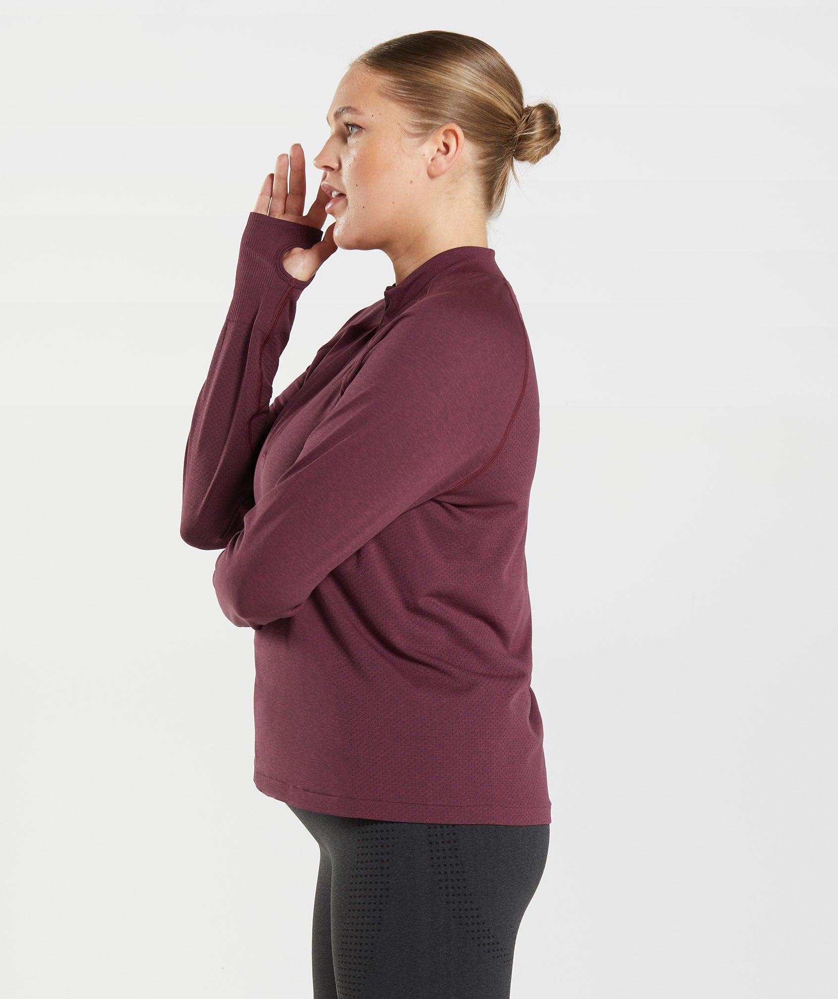 Burgundy Women's Gymshark Vital Seamless 2.0 1/2 Zip Pullover Sweatshirts | SLRVHT-503