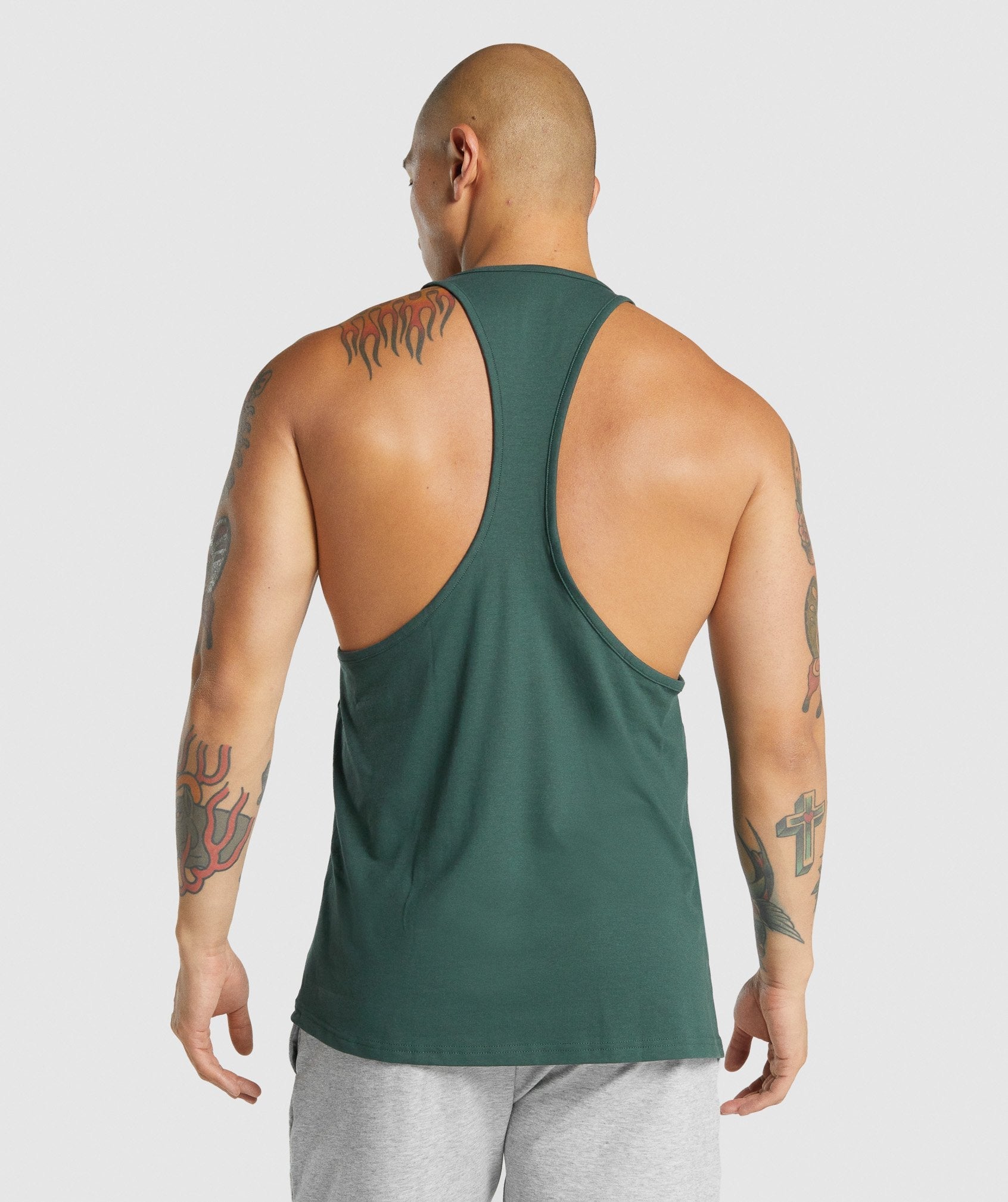 Dark Green Men's Gymshark Critical 2.0 Stringer Vest | JEKSYF-927