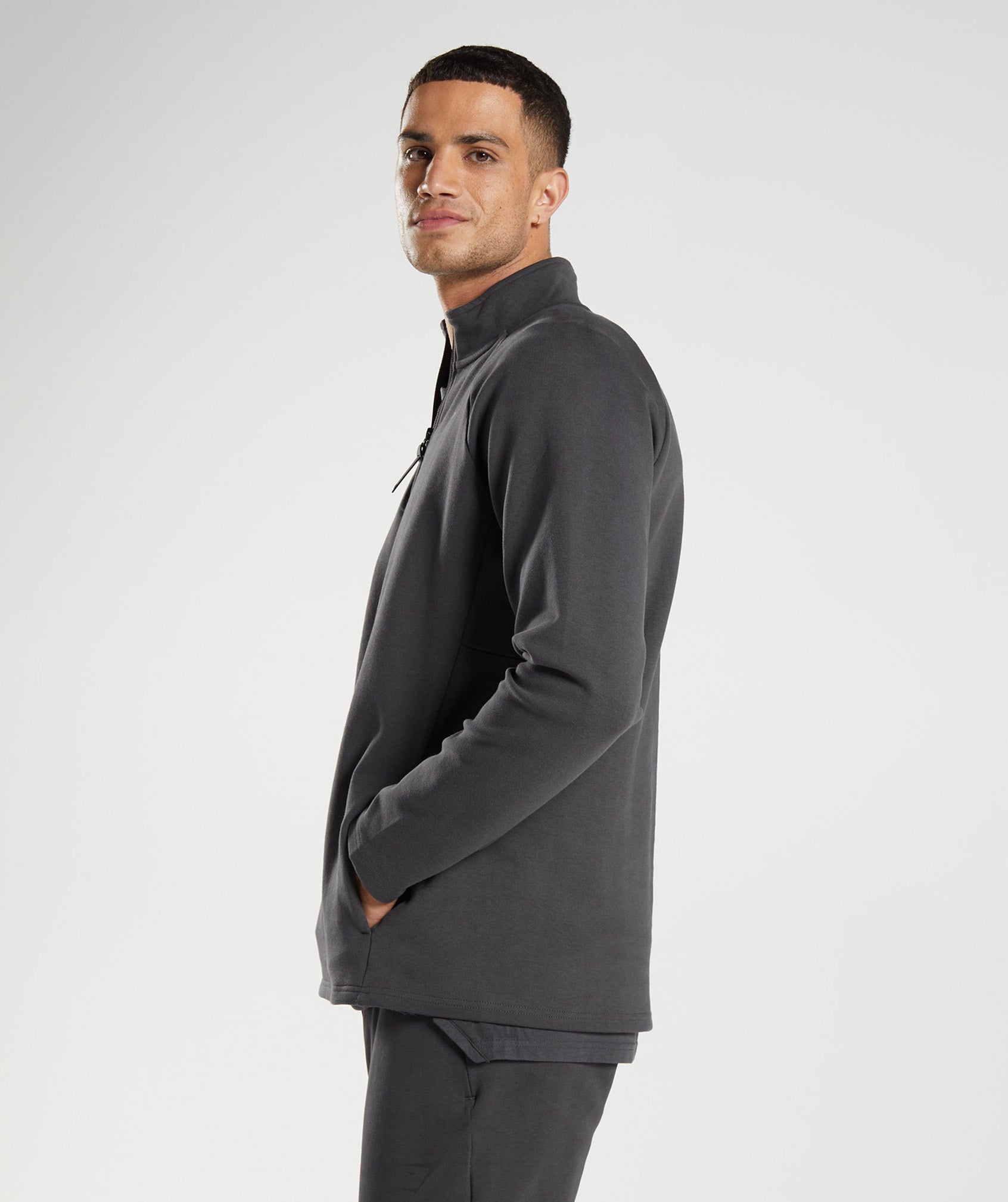 Dark Grey Men's Gymshark Rest Day 1/4 Zip Tops | RDPIVC-873