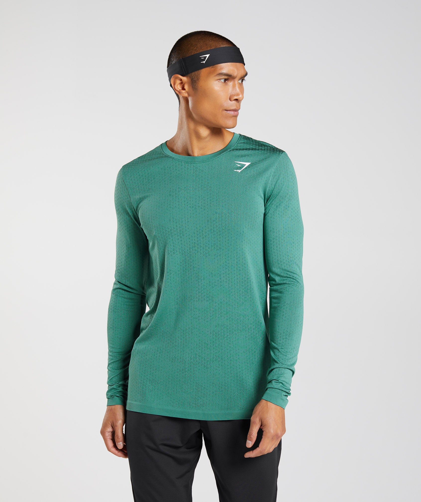 Green / Green Men\'s Gymshark Sport Seamless Long Sleeve T Shirts | NVAHKE-651