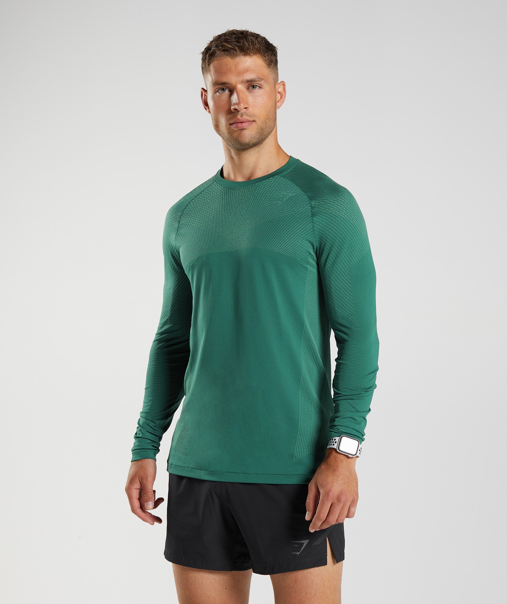 Green Men\'s Gymshark Apex Seamless Long Sleeve T Shirts | GBPXJU-128