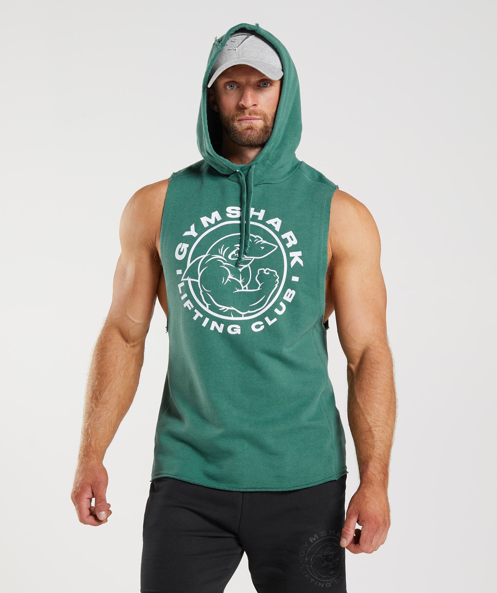 Green Men\'s Gymshark Legacy Drop Arm Hoodie | SUMVIN-361