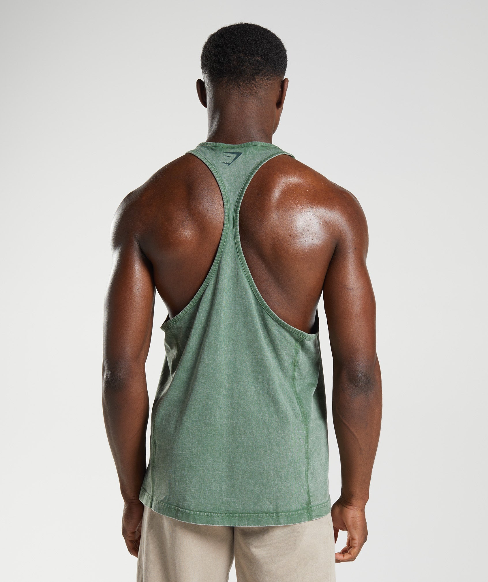 Green Men's Gymshark Power Washed Stringer Vest | AZLHNE-570