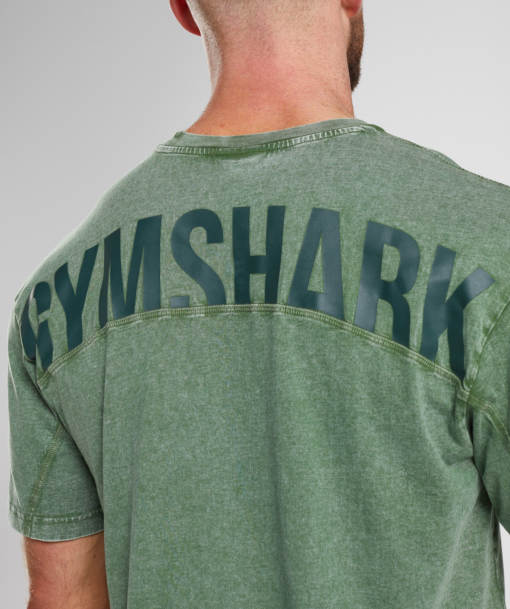 Green Men's Gymshark Power Washed T Shirts | EVYZQC-985