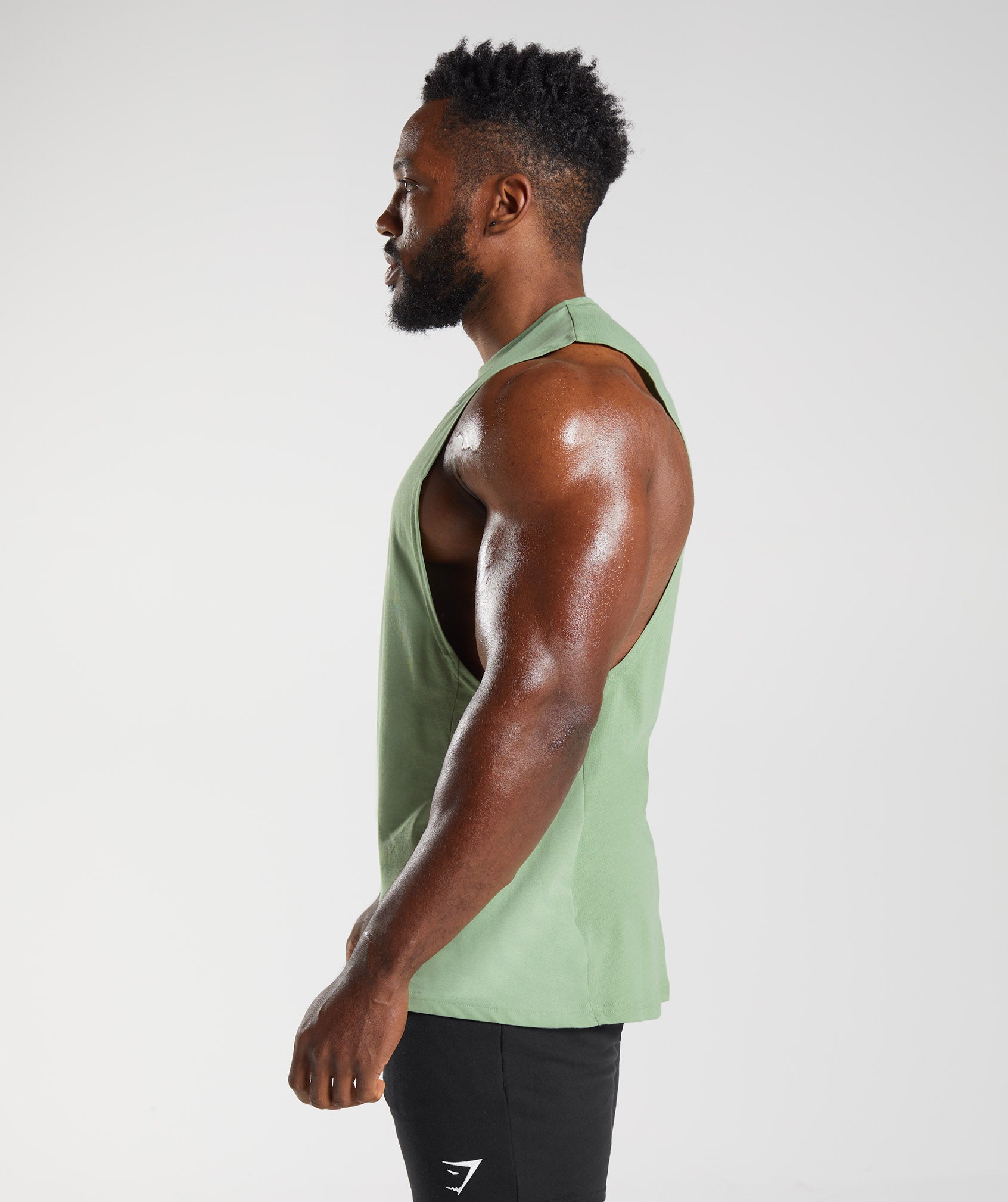 Green Men's Gymshark React Drop Arm Tanks | NIKVGR-250