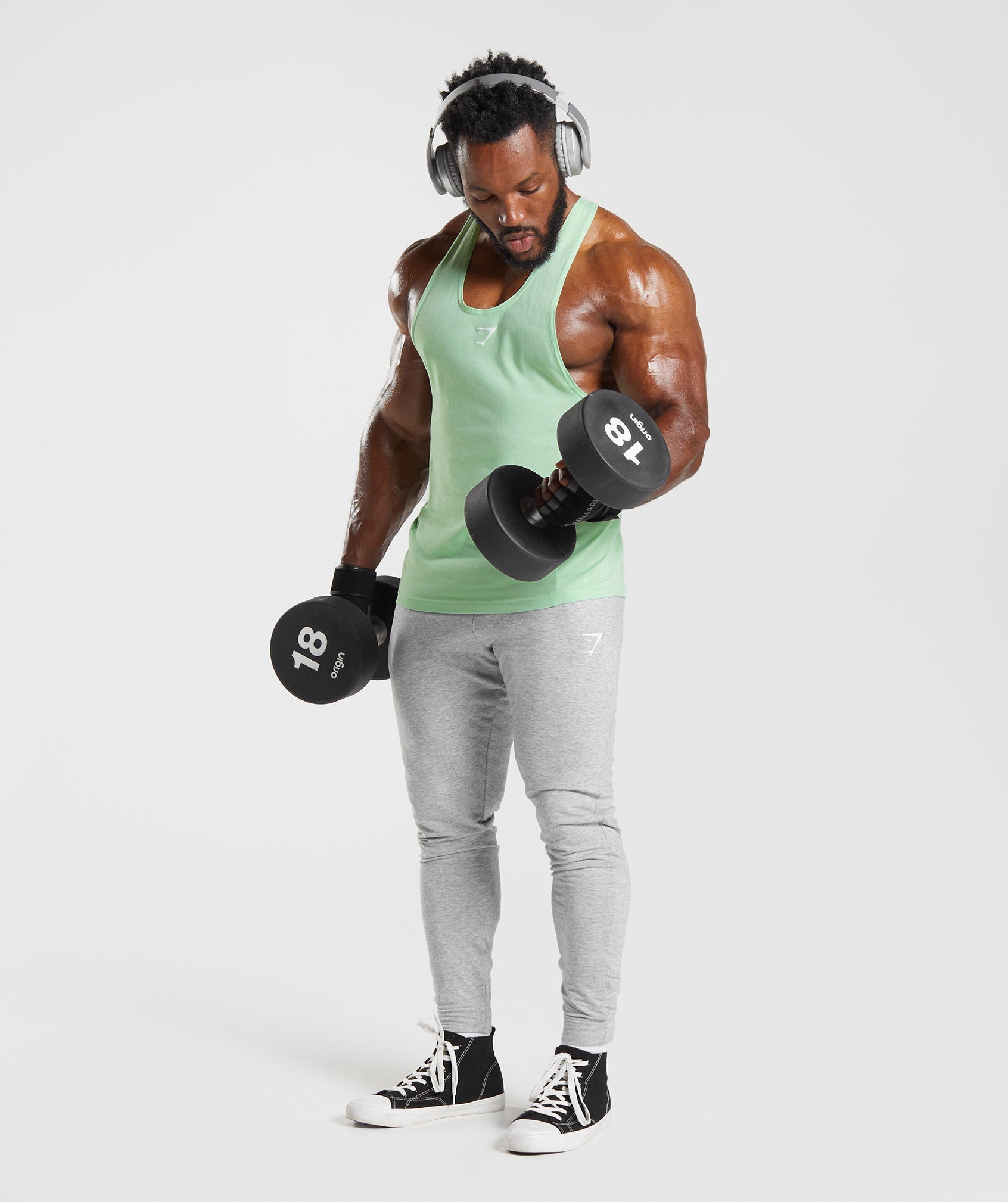 Green Men's Gymshark React Stringer Vest | KAMYEX-314