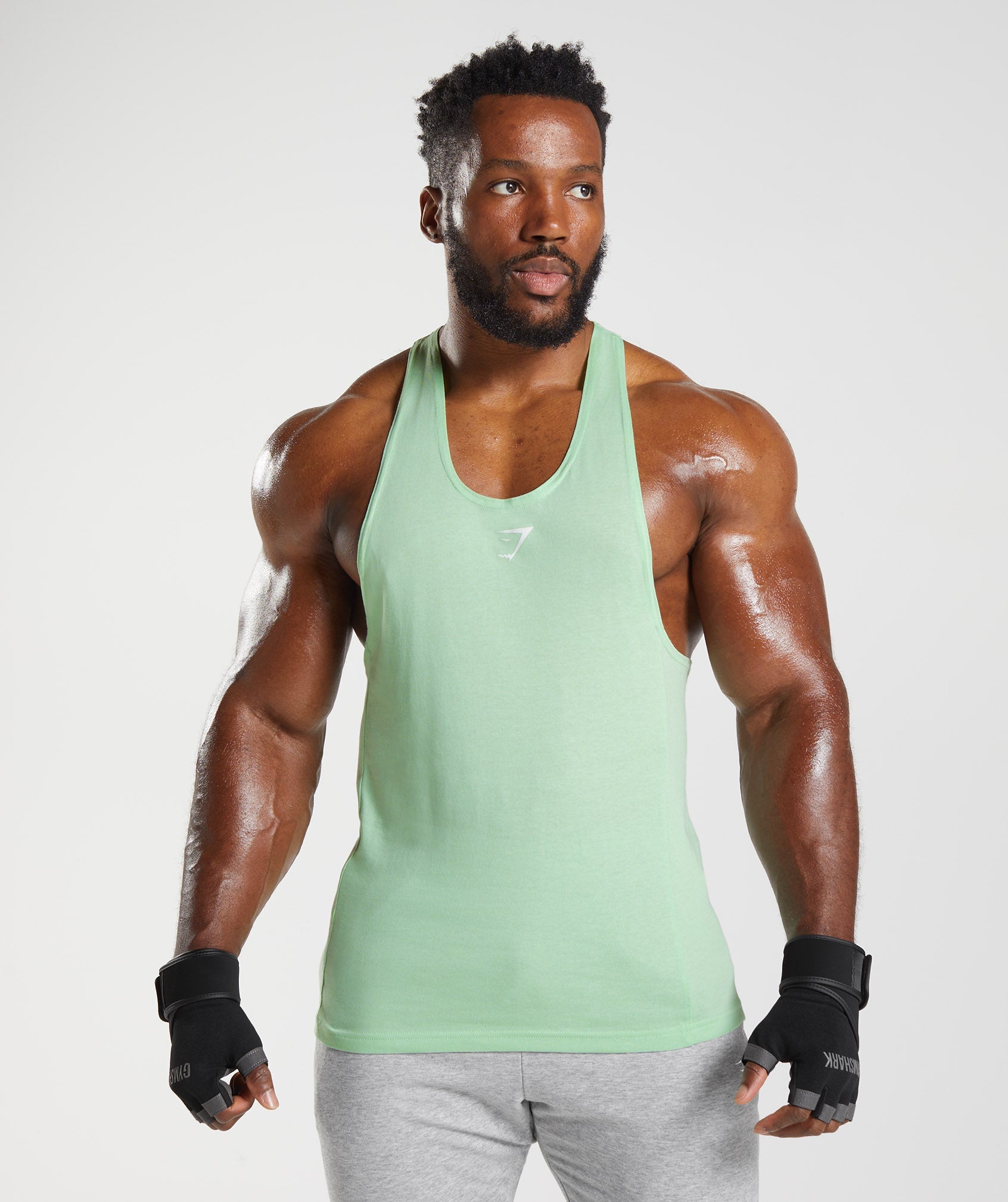 Green Men\'s Gymshark React Stringer Vest | KAMYEX-314