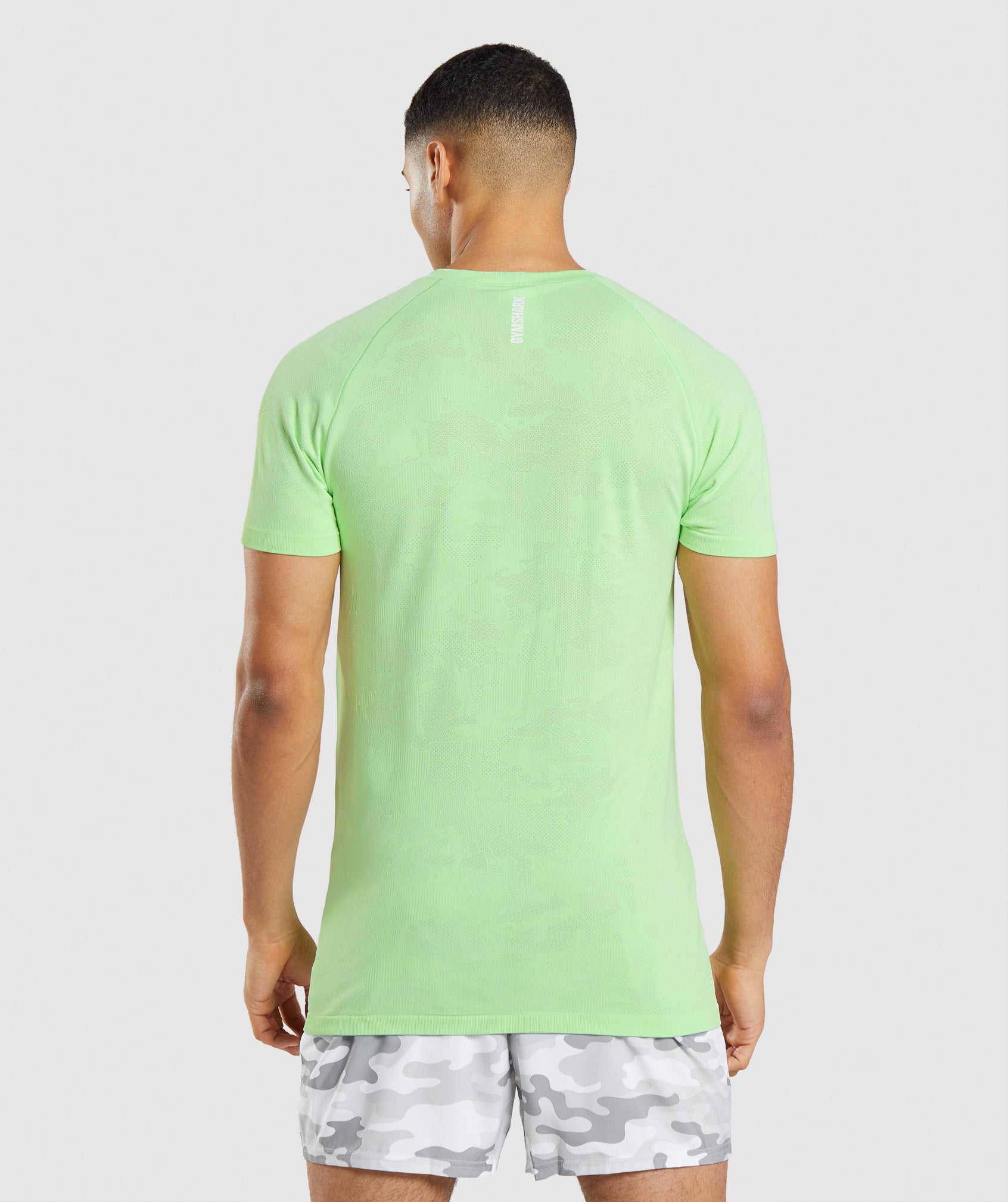 Green / White Men's Gymshark Geo Seamless T Shirts | TSYFKJ-342