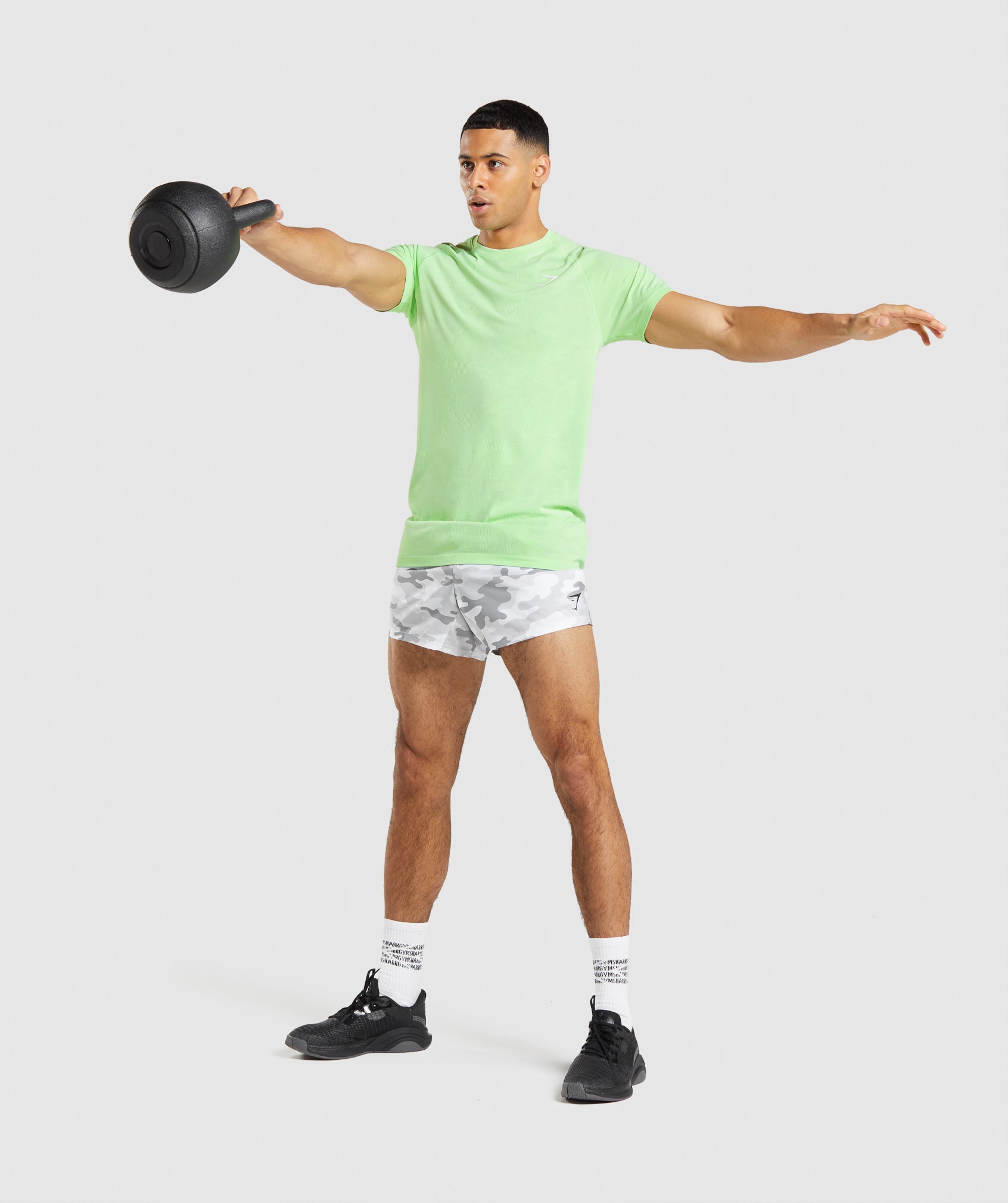 Green / White Men's Gymshark Geo Seamless T Shirts | TSYFKJ-342