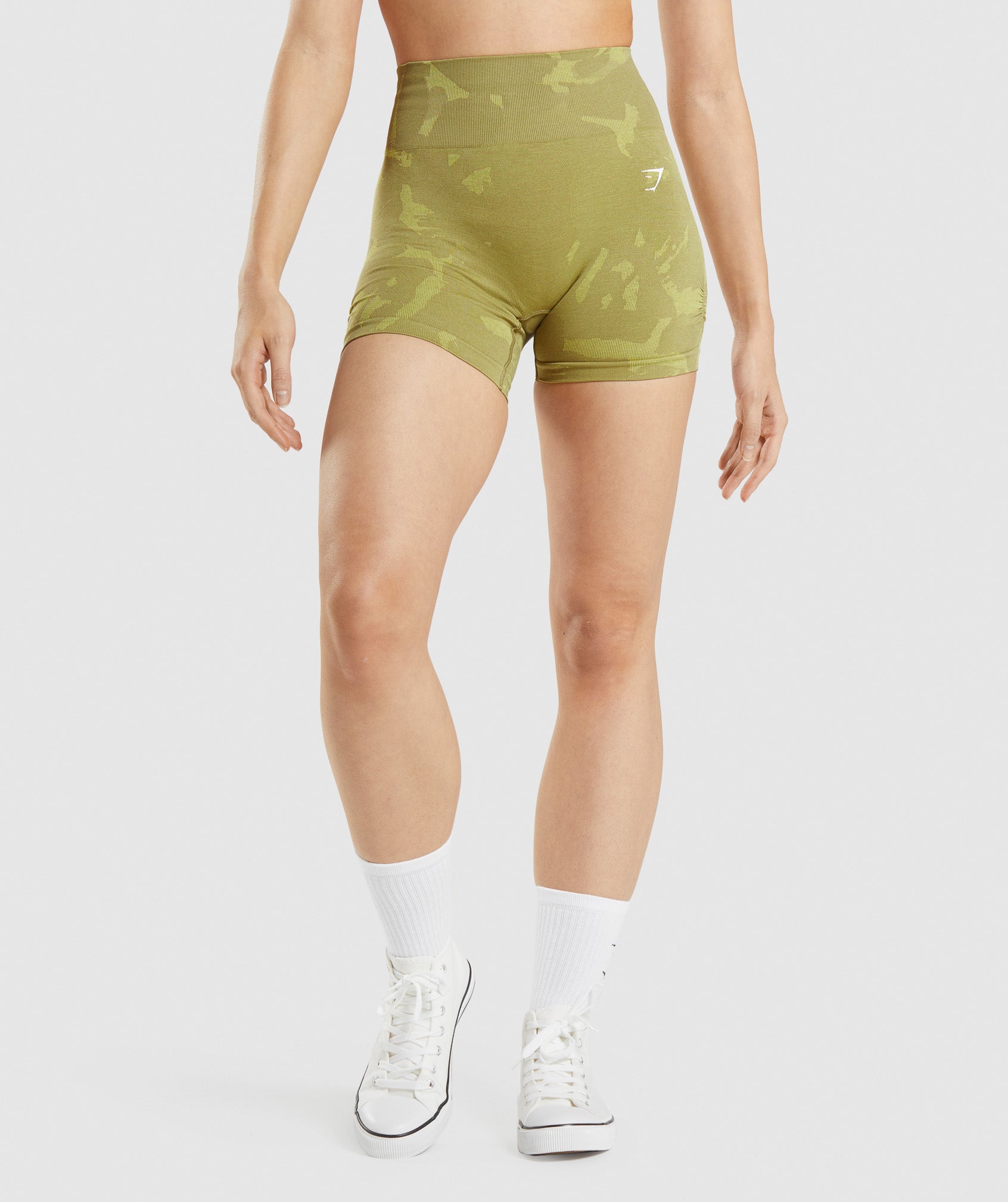 Green Women\'s Gymshark Adapt Camo Seamless Shorts | EYNLXP-490