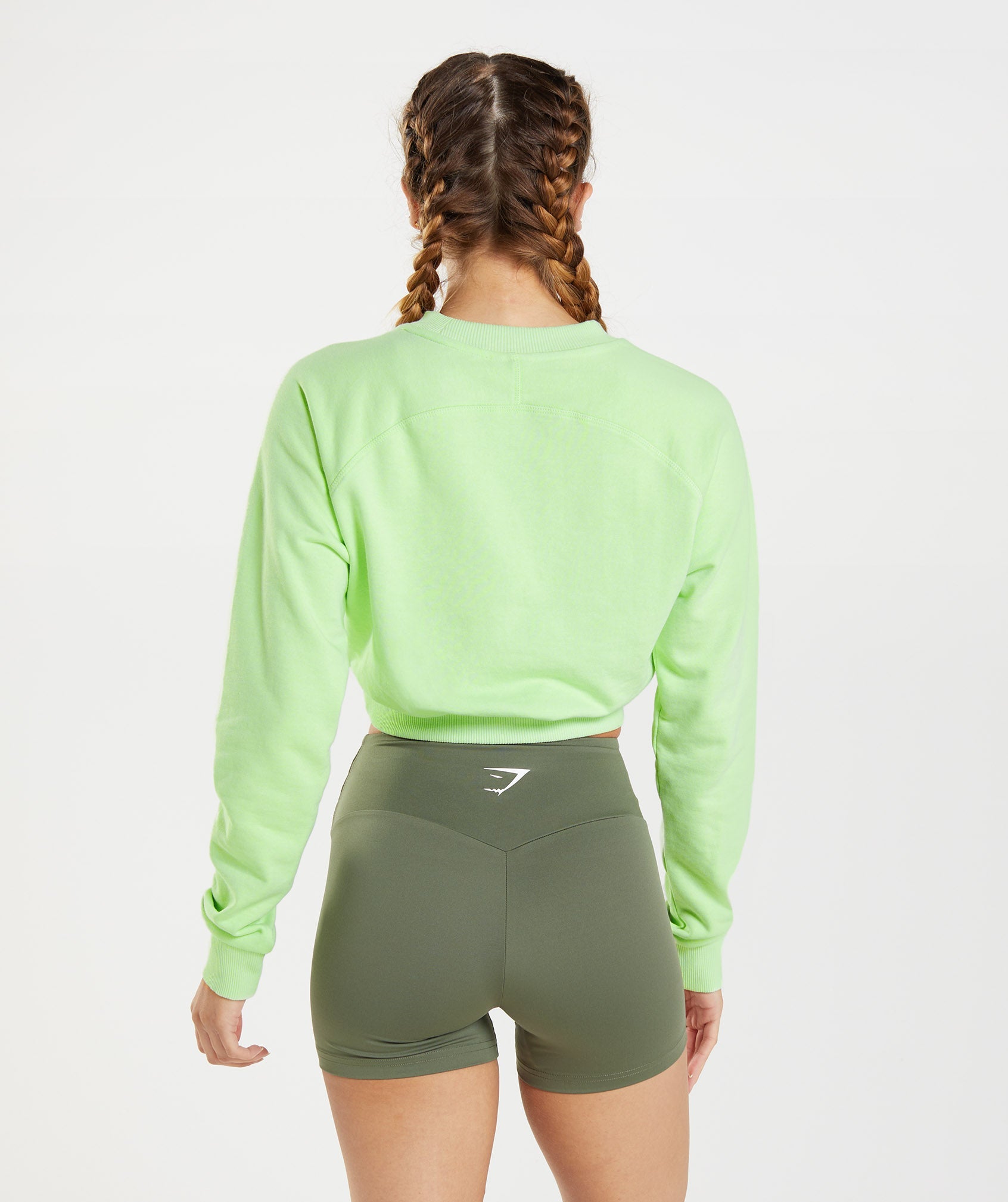 Green Women's Gymshark Training Cropped Sweaters | KPGMTB-041